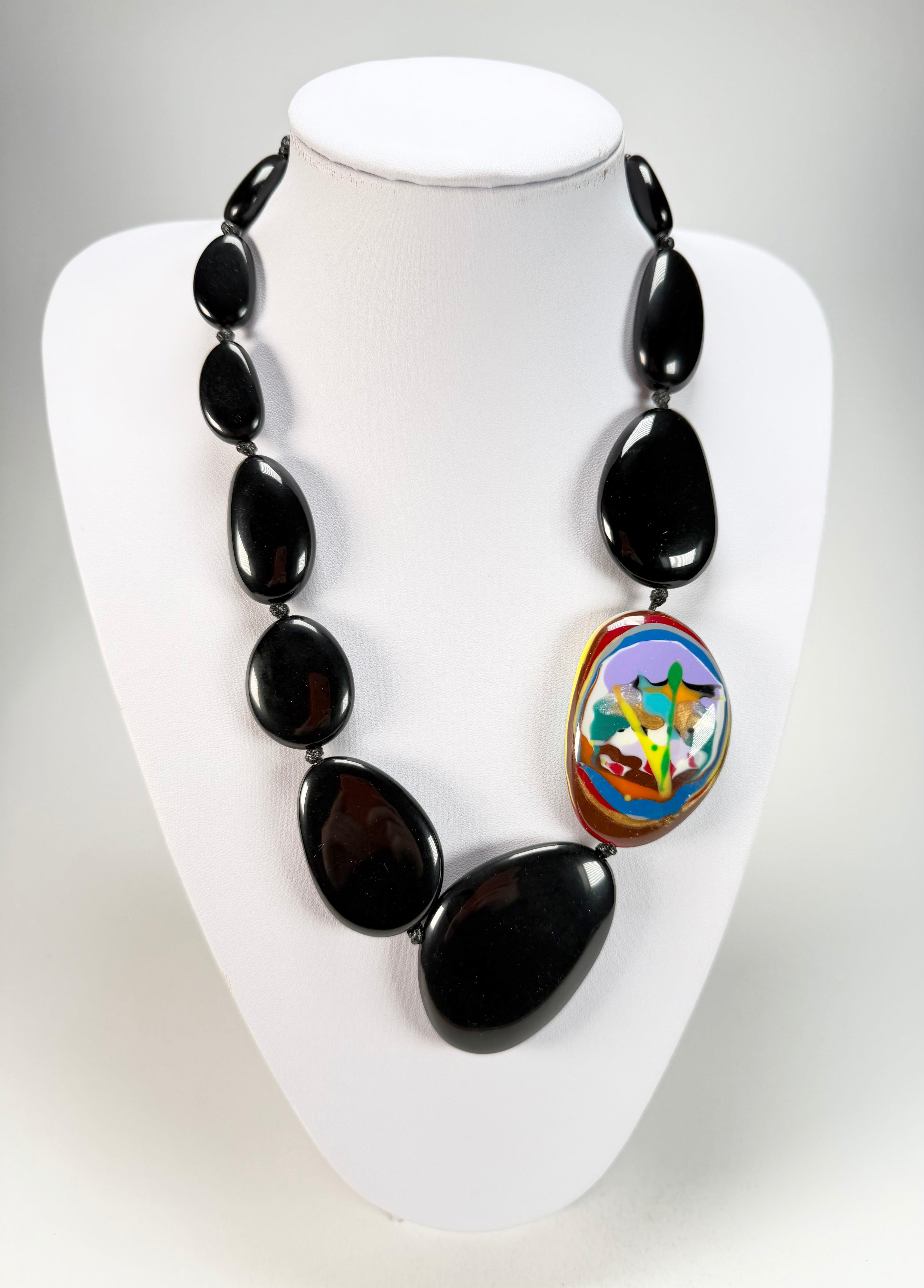 Sobral - Multi-Colour "Encantador" Black Resin Necklace ( 004109 )