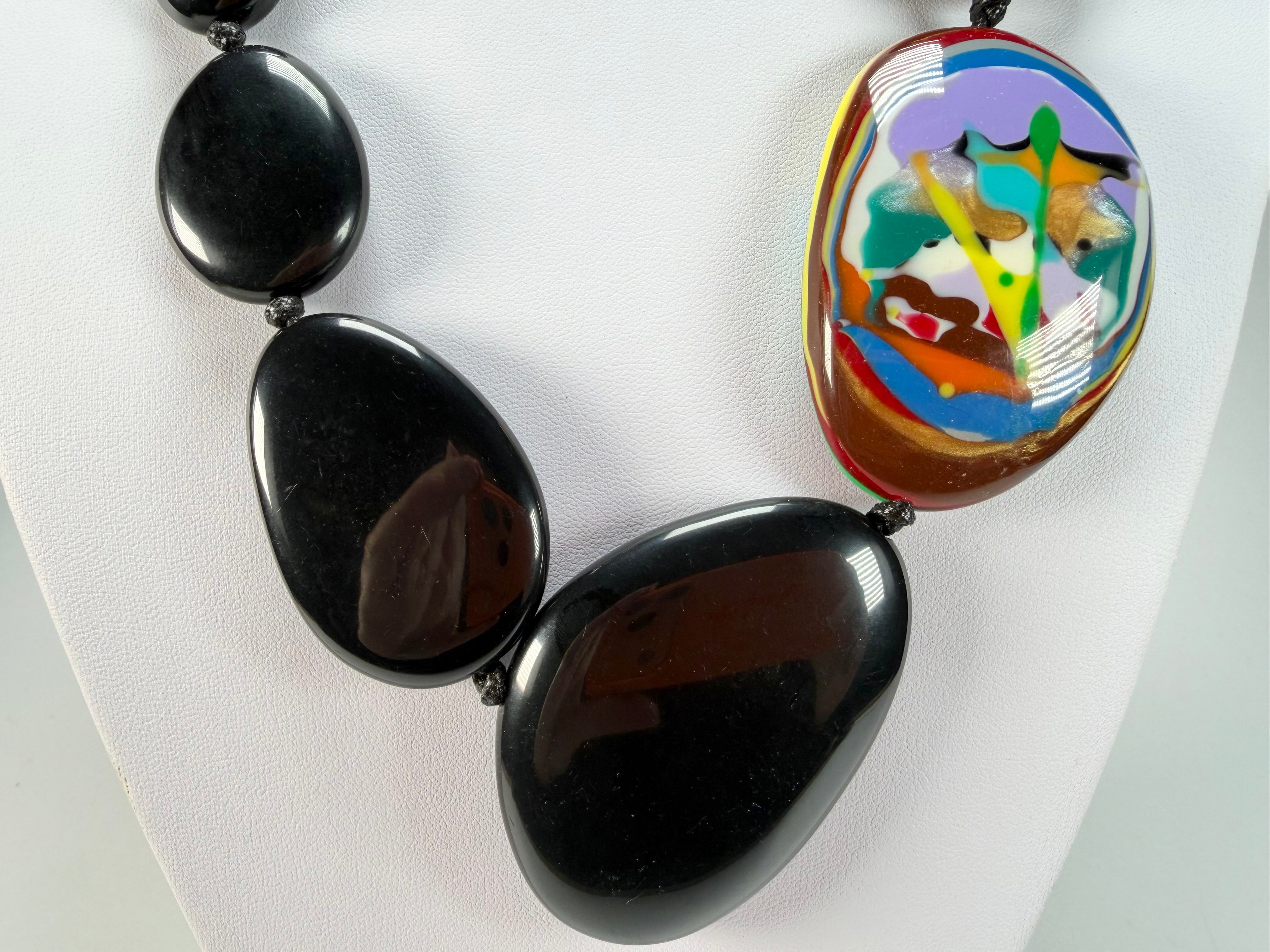 Sobral - Multi-Colour "Encantador" Black Resin Necklace ( 004109 )
