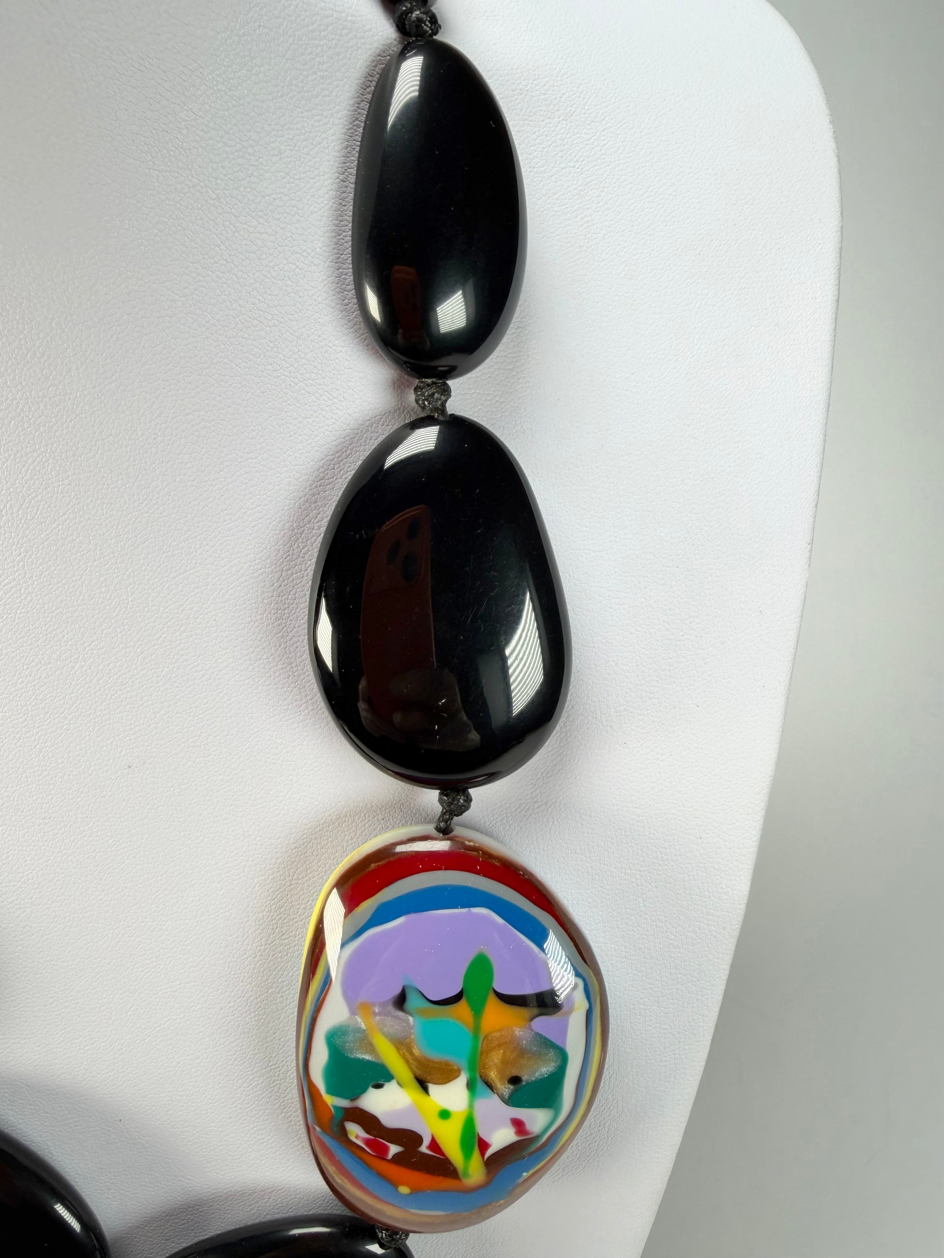 Sobral - Multi-Colour "Encantador" Black Resin Necklace ( 004109 )