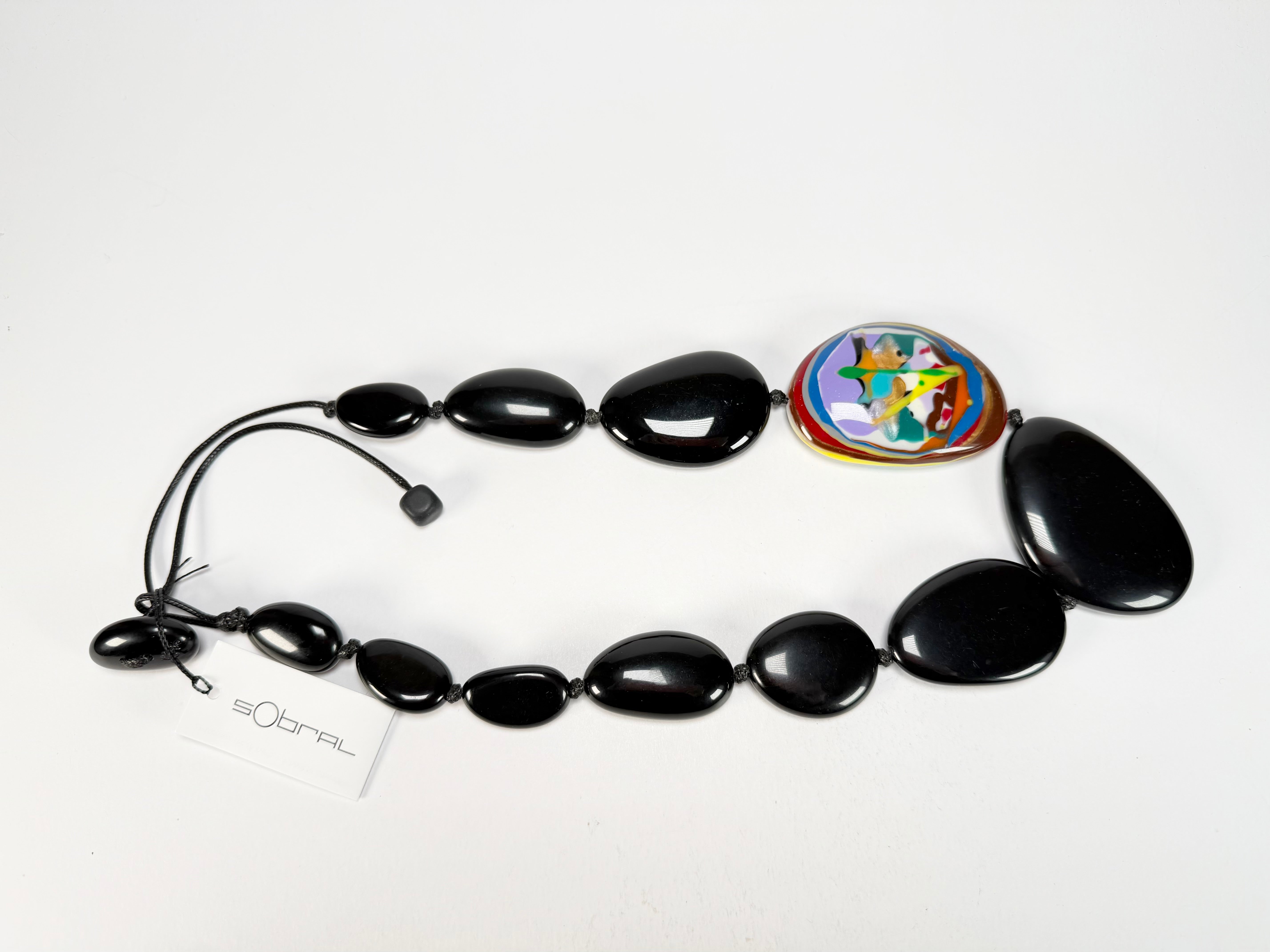 Sobral - Multi-Colour "Encantador" Black Resin Necklace ( 004109 )