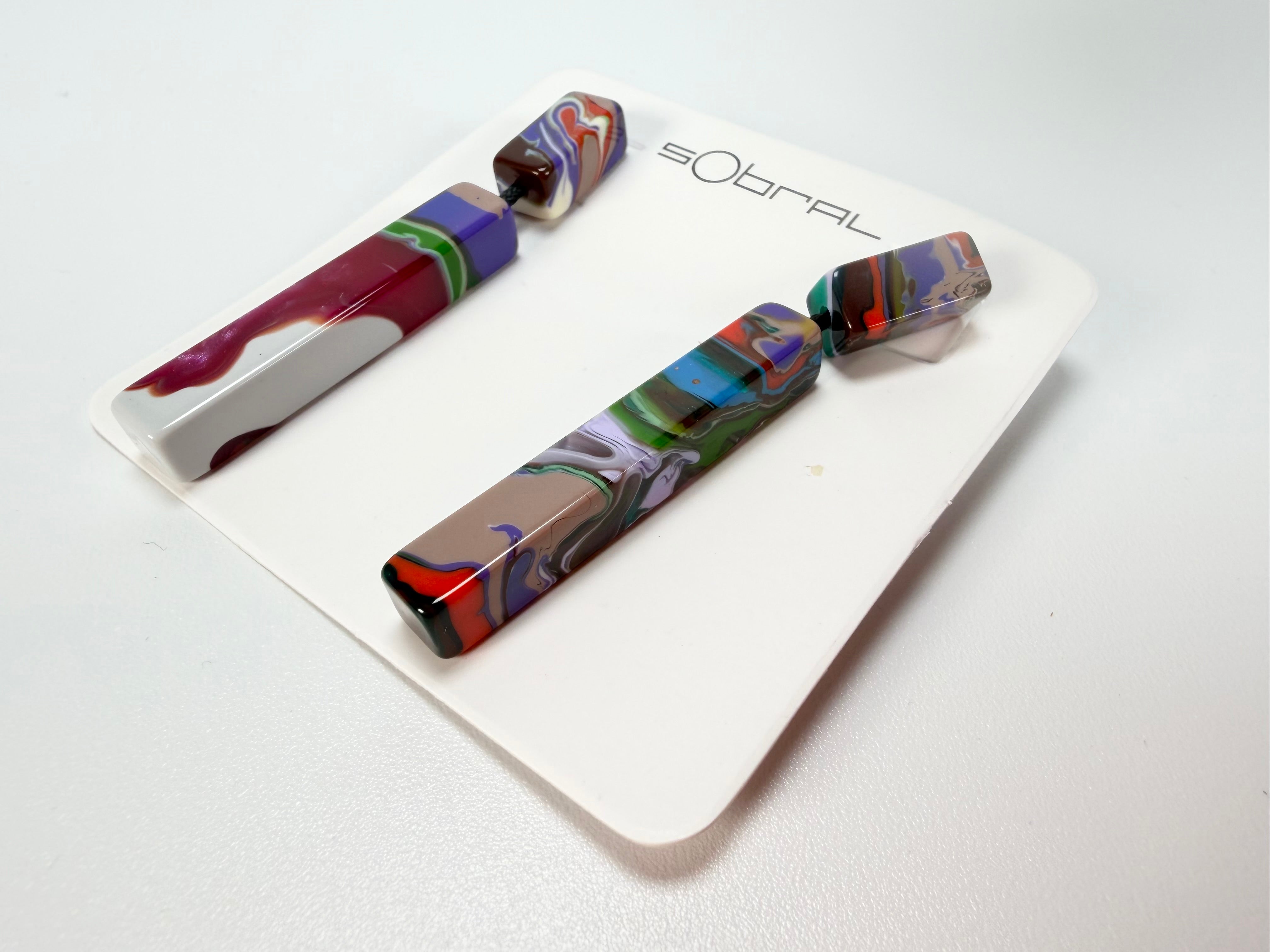 Sobral - Multi-Colour "Clarissa" Pollock Resin Earrings ( 002452 )