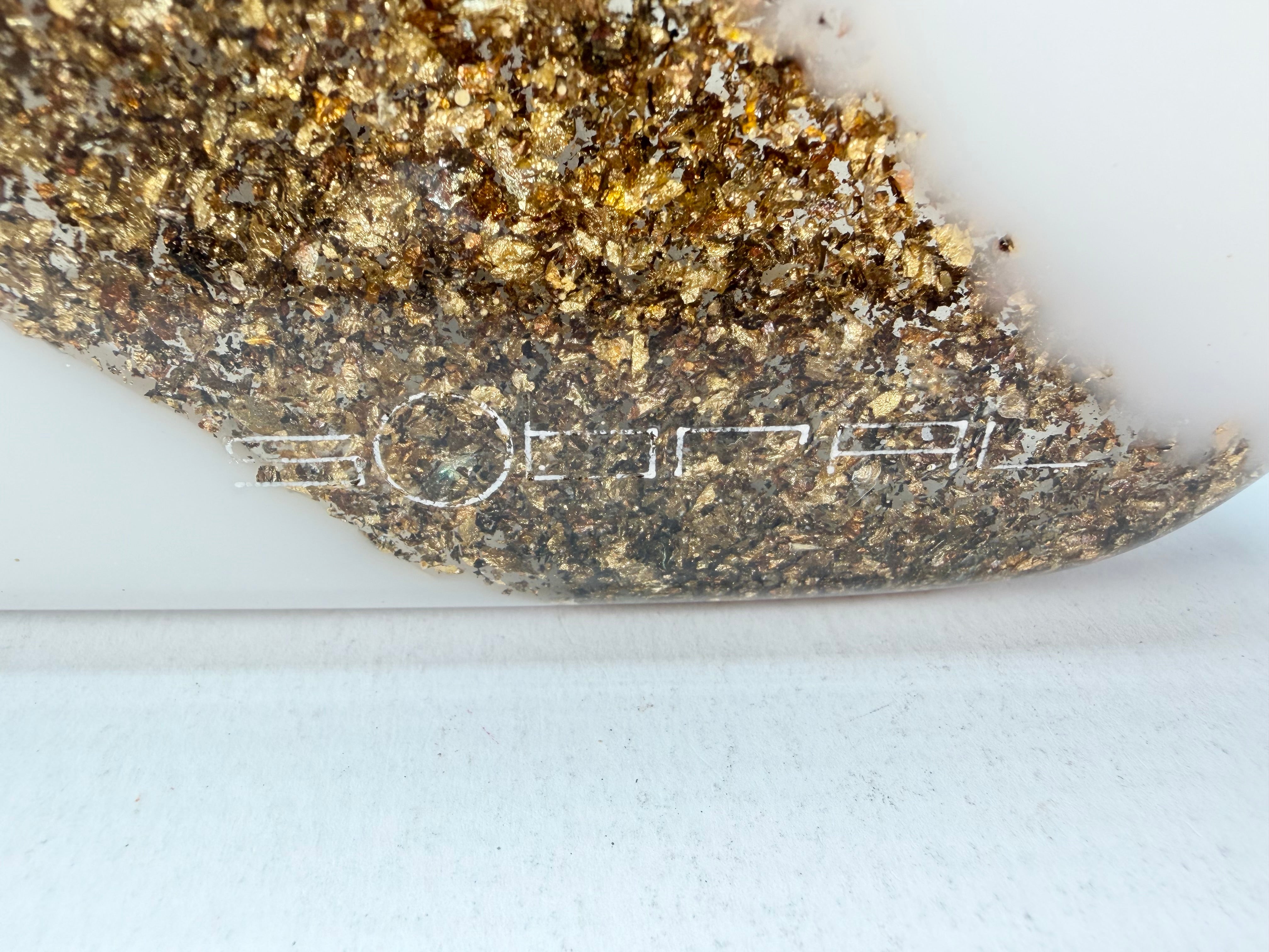 Sobral - Metalique "Linda Purse" Orlando White & Gold Resin Clutch Bag ( 005290 )