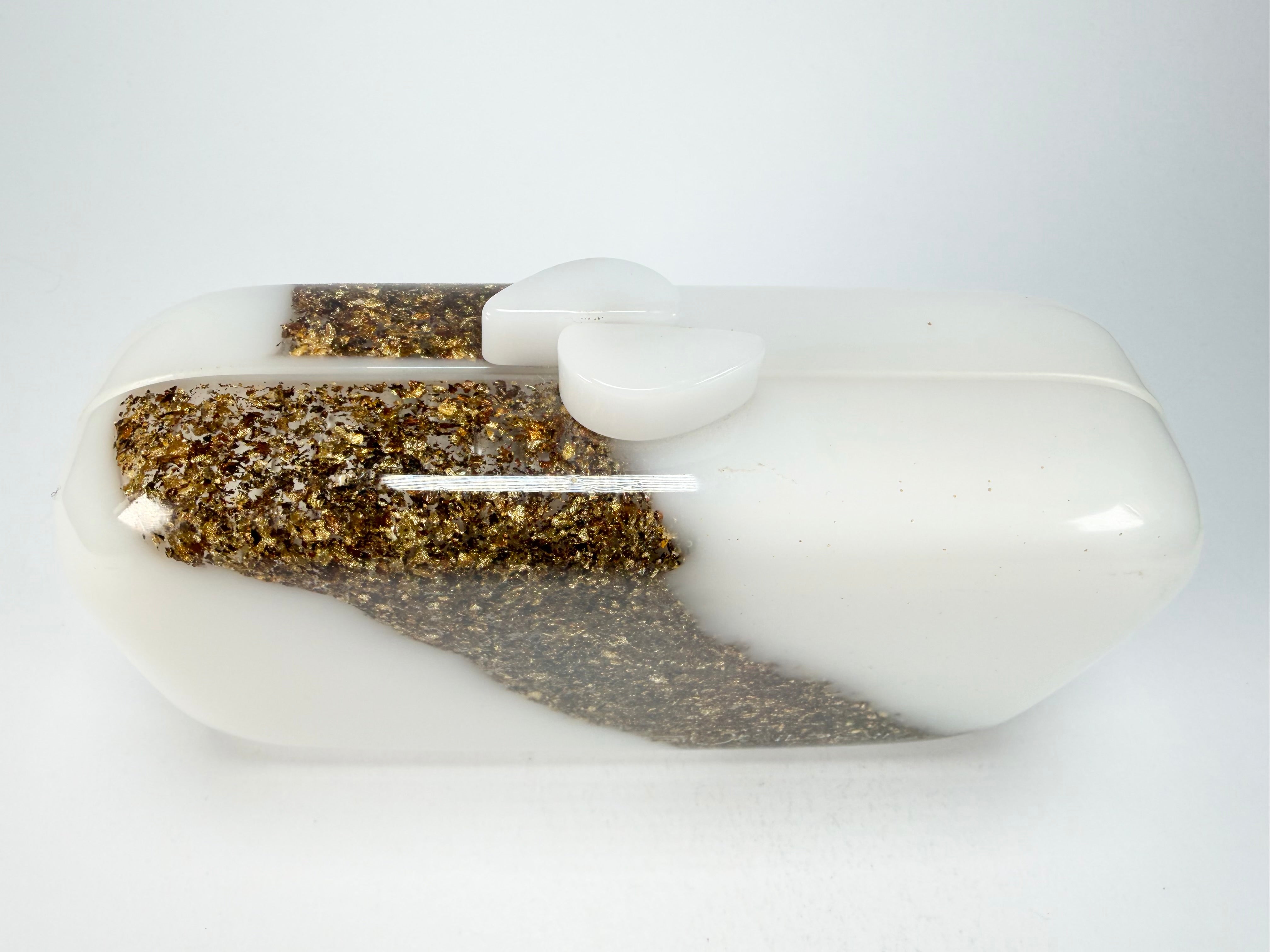 Sobral - Metalique "Linda Purse" Orlando White & Gold Resin Clutch Bag ( 005290 )