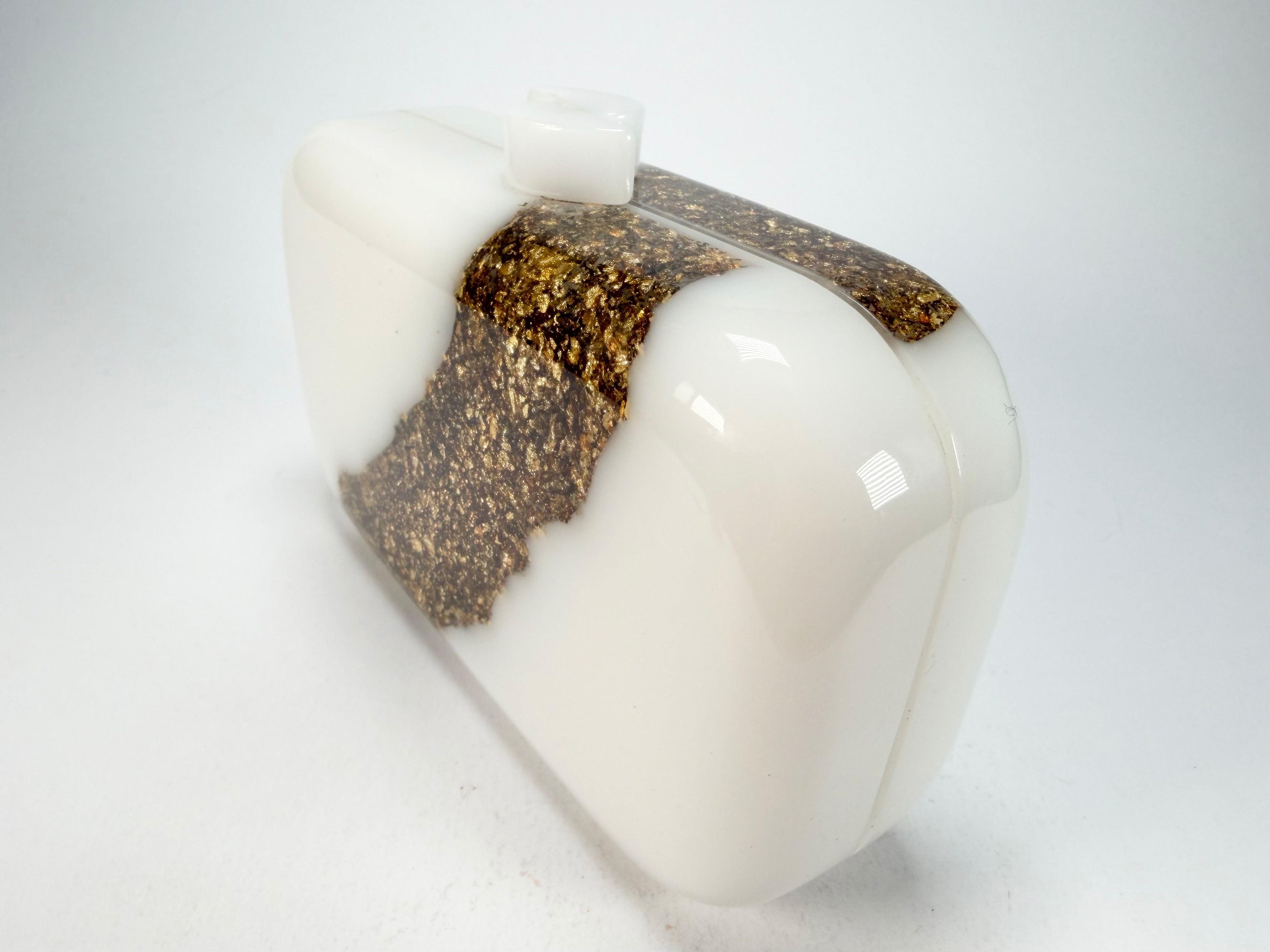 Sobral - Metalique "Linda Purse" Orlando White & Gold Resin Clutch Bag ( 005290 )