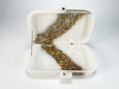 Sobral - Metalique "Linda Purse" Orlando White & Gold Resin Clutch Bag ( 005290 )