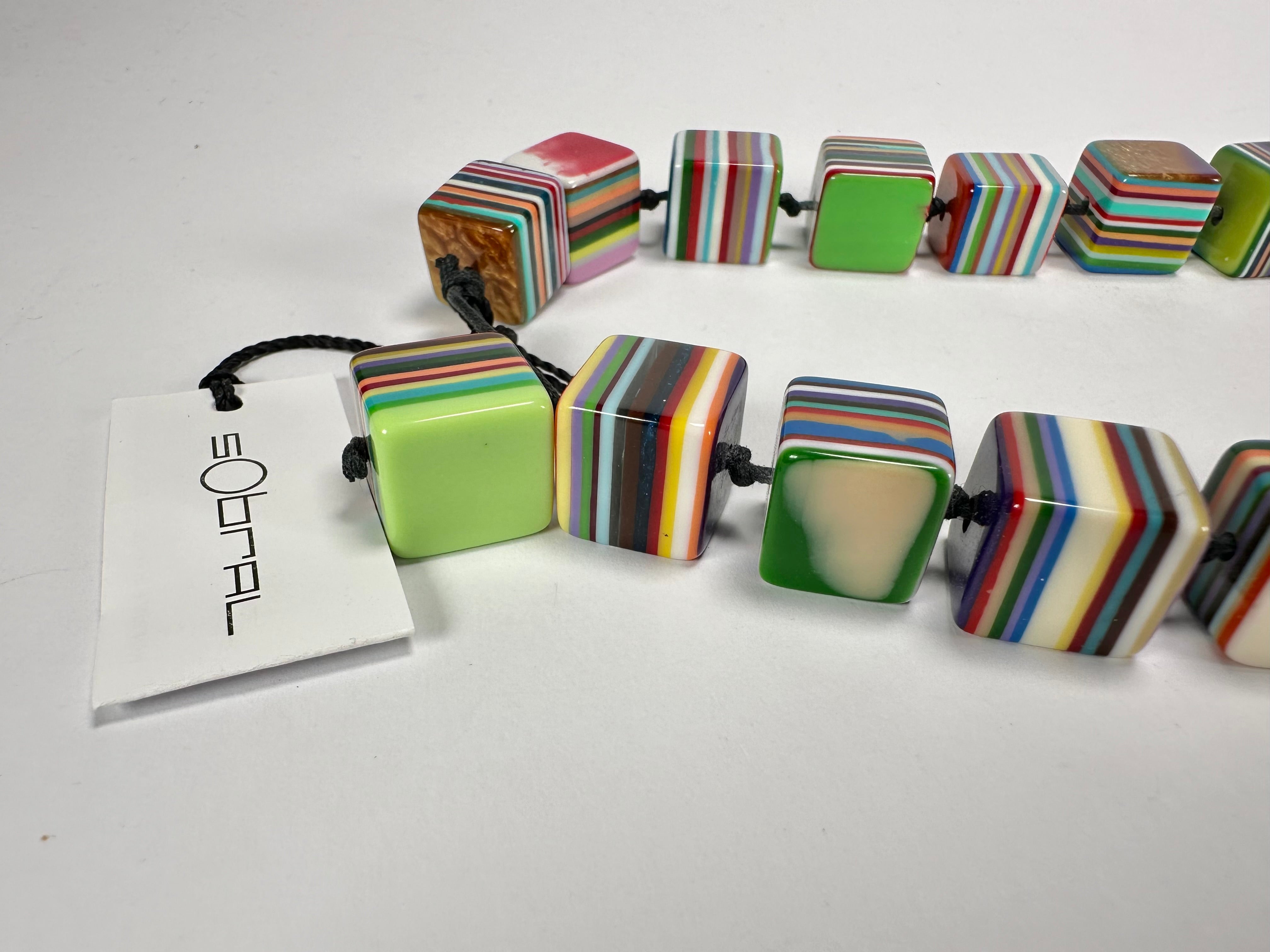 Sobral - Pop Art "Popinho" Small Cubes Resin Necklace ( 000046 )
