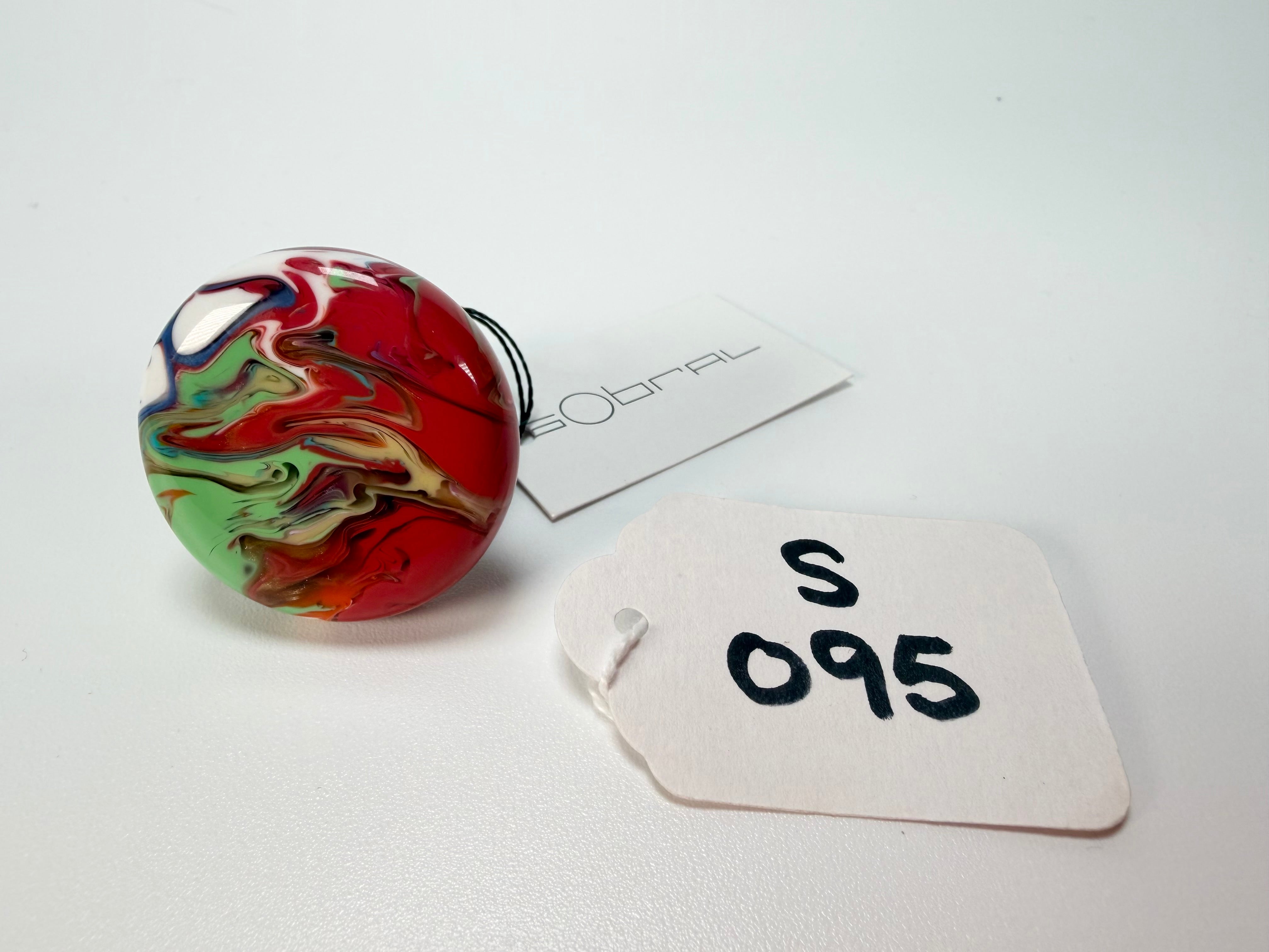 Sobral - Multi-Colour "Bead Efeitos" Pollock Resin Ring ( 004764 ) - Size UK V / US 10