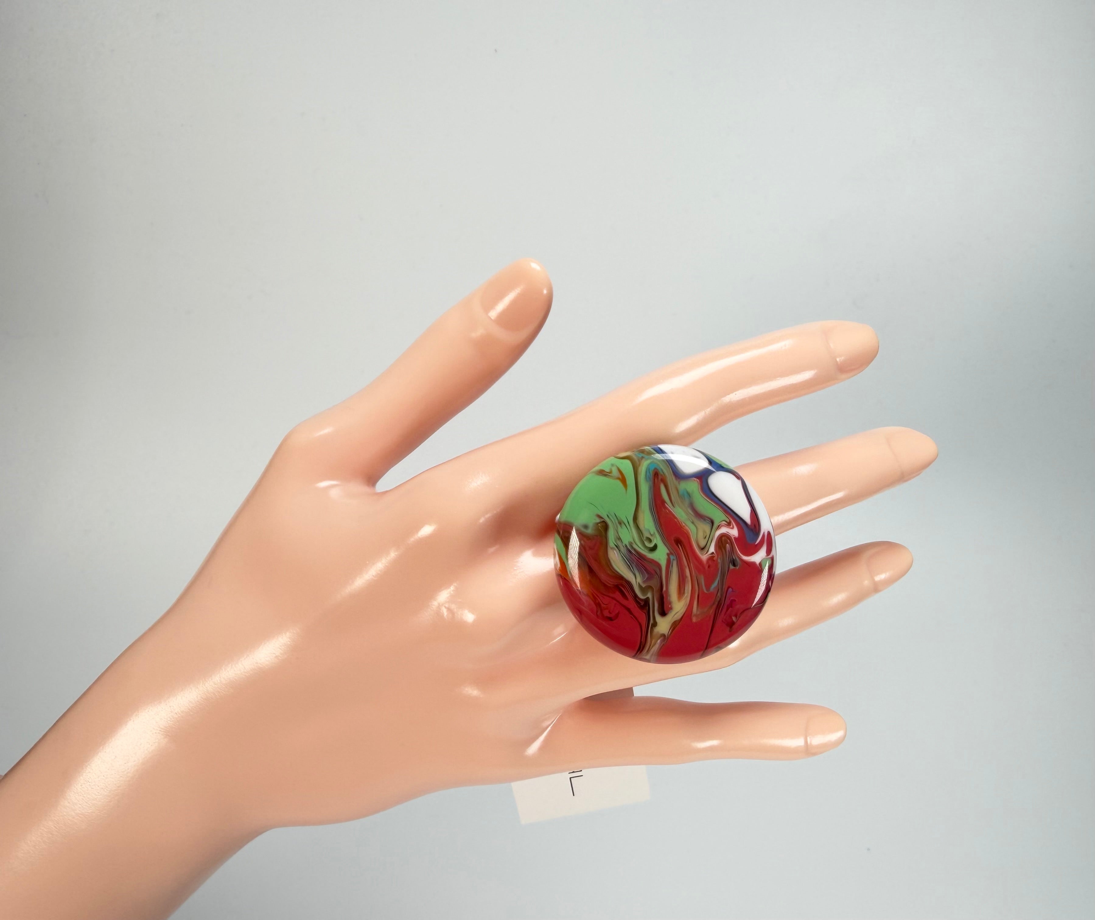 Sobral - Multi-Colour "Bead Efeitos" Pollock Resin Ring ( 004764 ) - Size UK V / US 10