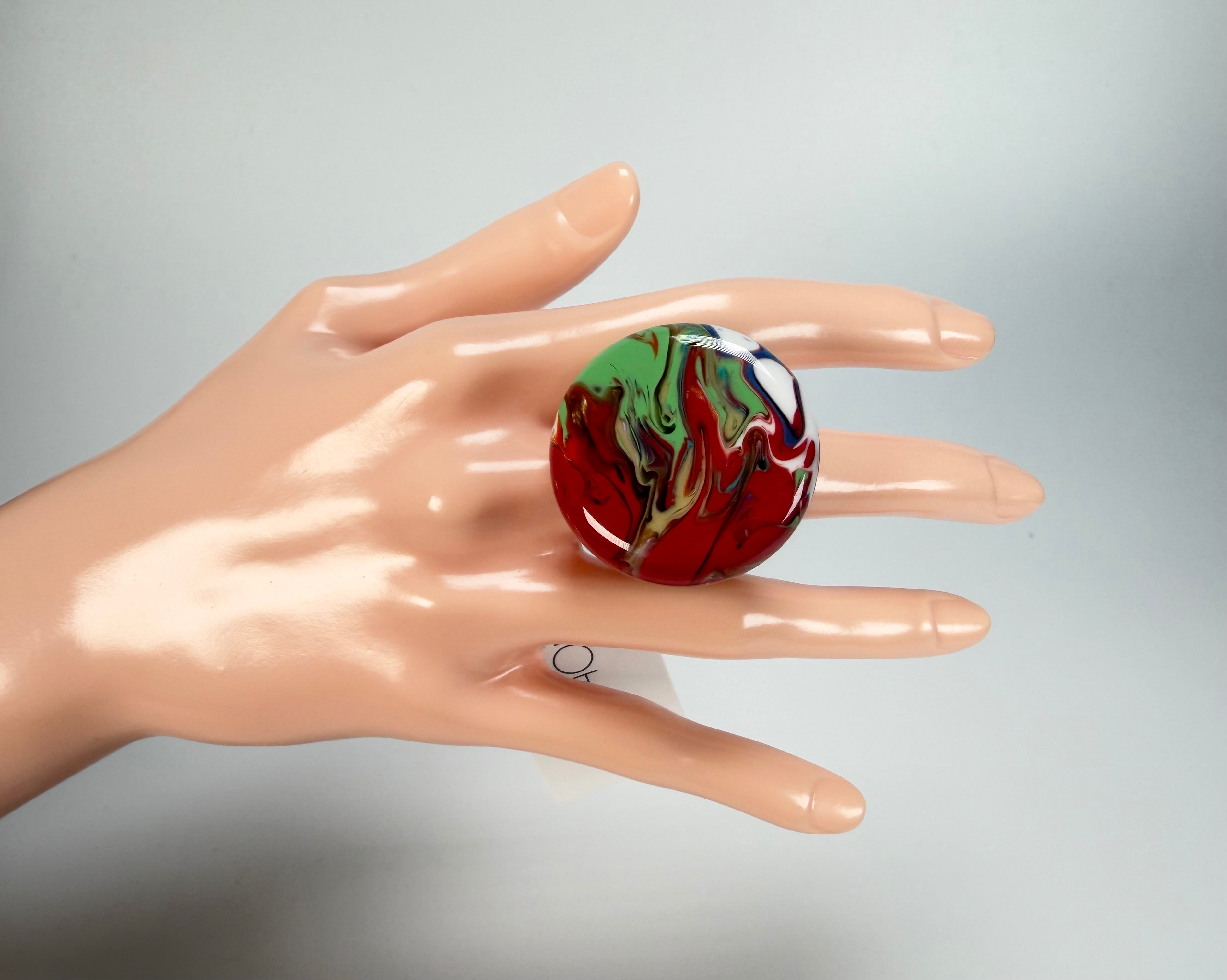 Sobral - Multi-Colour "Bead Efeitos" Pollock Resin Ring ( 004764 ) - Size UK V / US 10
