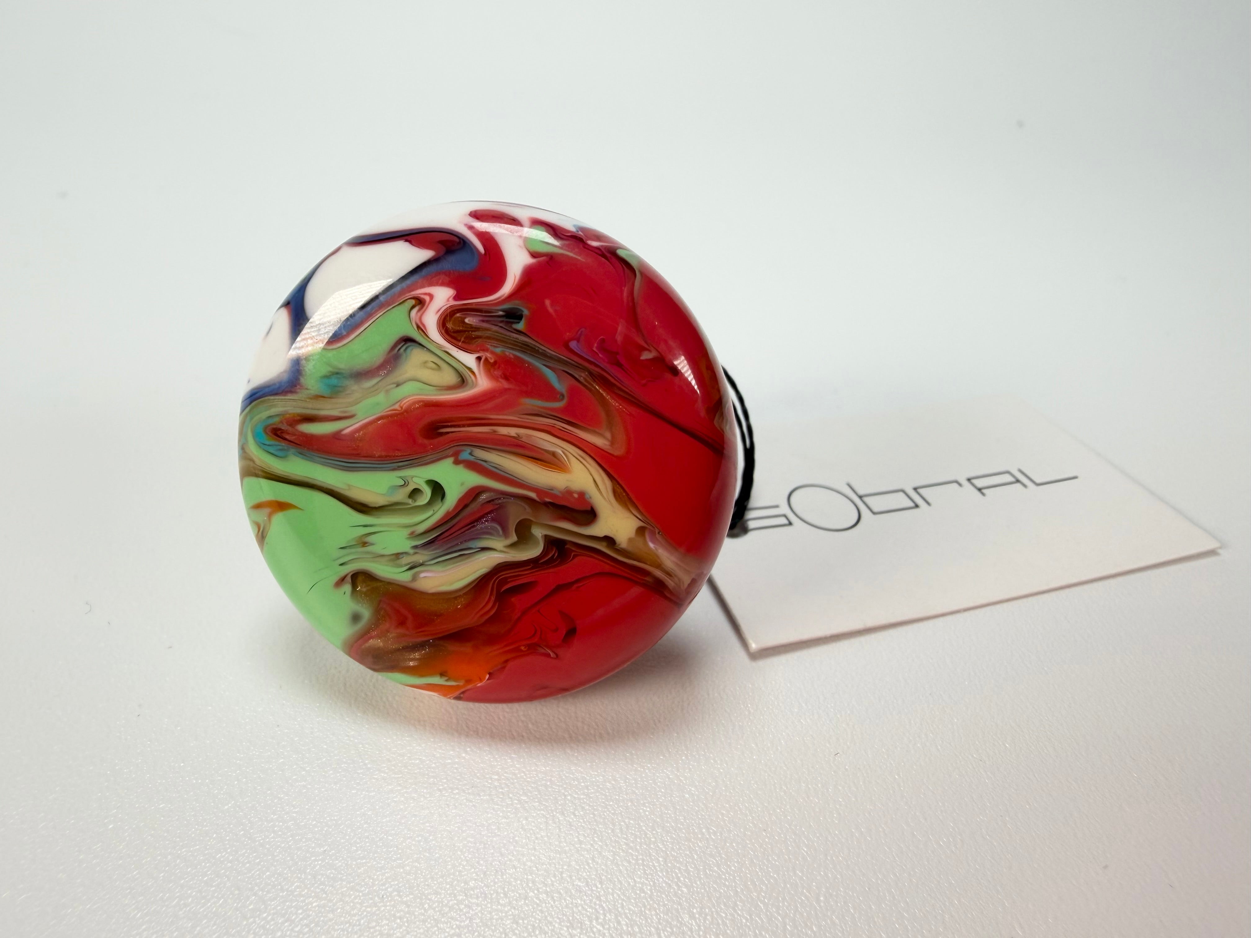 Sobral - Multi-Colour "Bead Efeitos" Pollock Resin Ring ( 004764 ) - Size UK V / US 10
