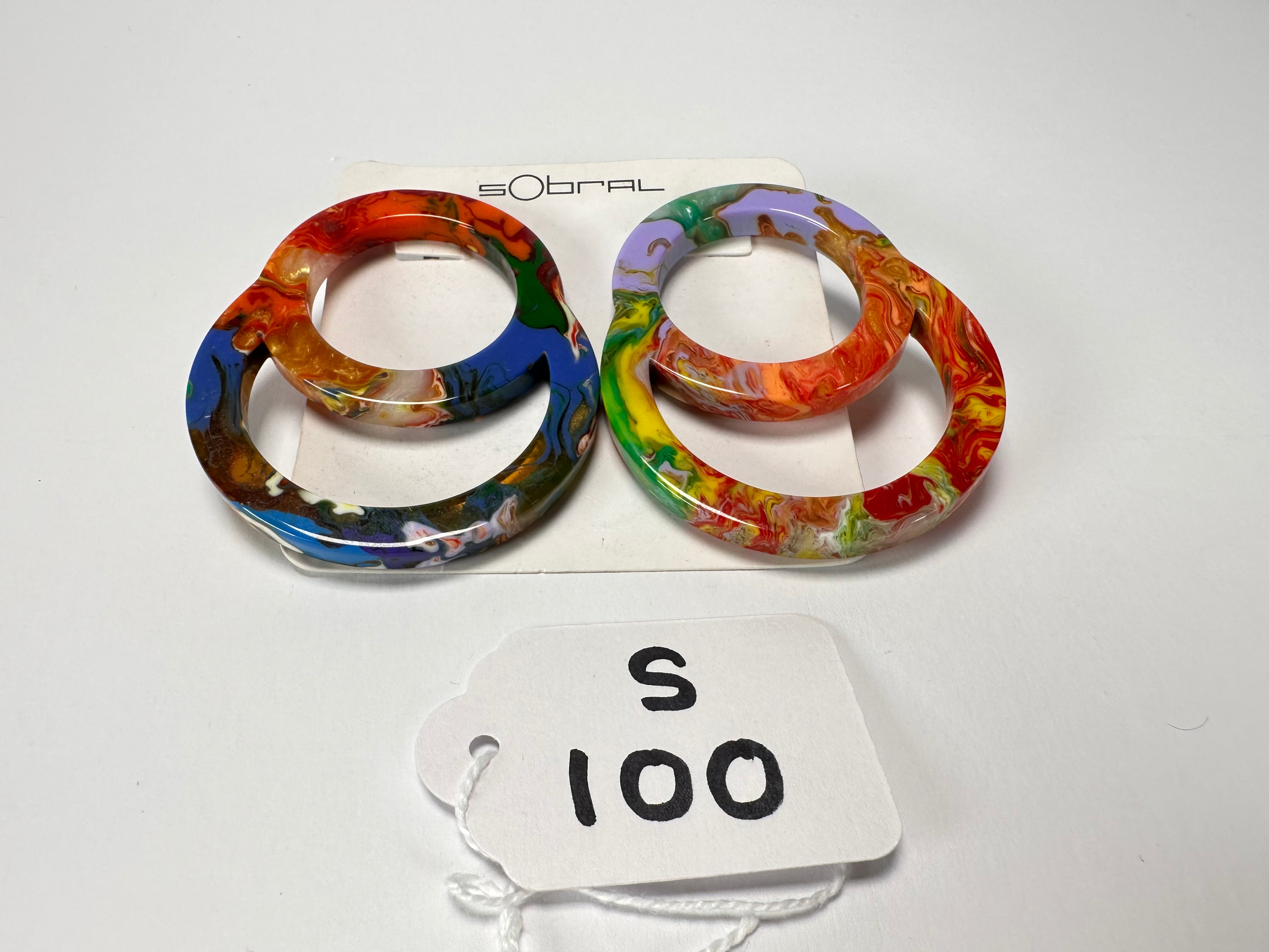 Sobral - Multi-Colour "Feininger Efeitos" Resin Earrings ( 004894 )