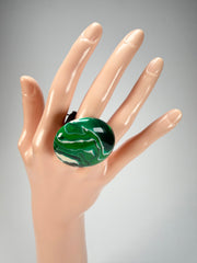 Sobral - Onda Verde "Onda Circle" Green Resin Ring ( 005324 ) - Size UK N / US 7