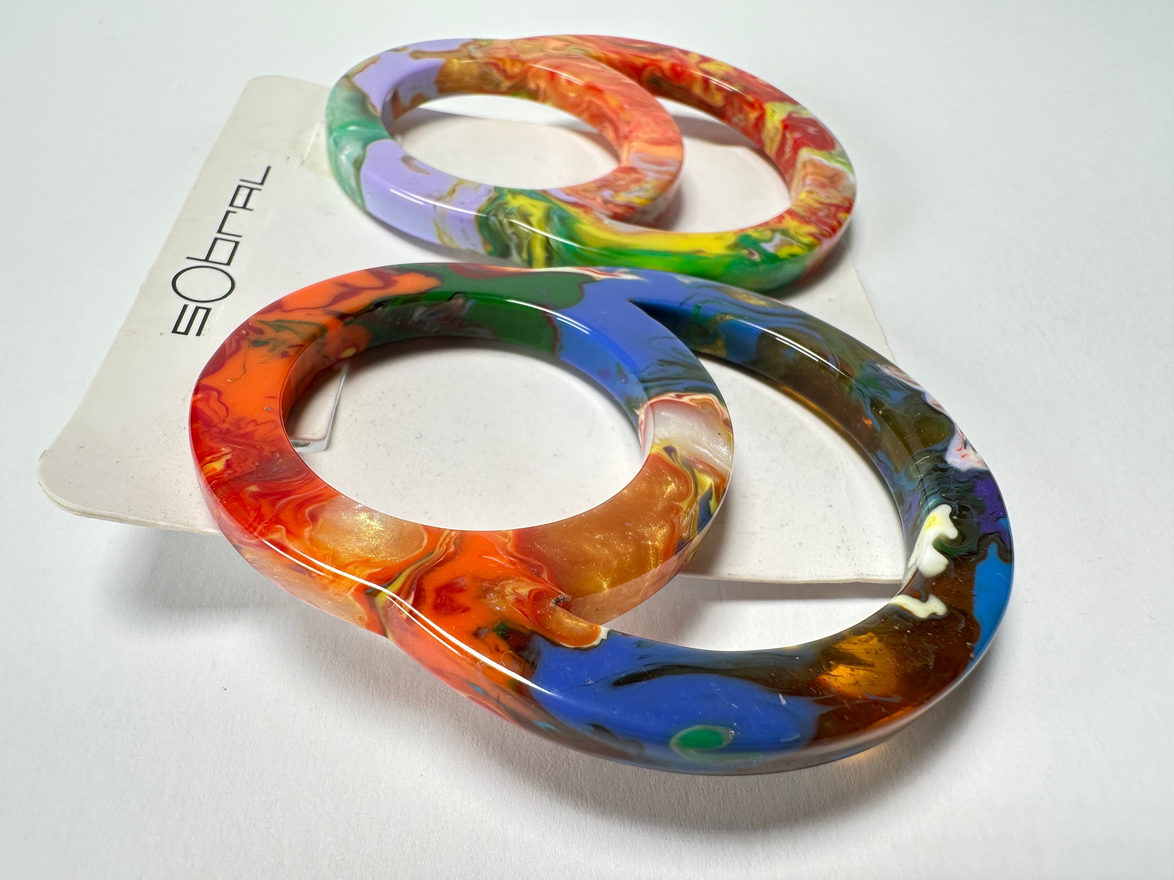 Sobral - Multi-Colour "Feininger Efeitos" Resin Earrings ( 004894 )