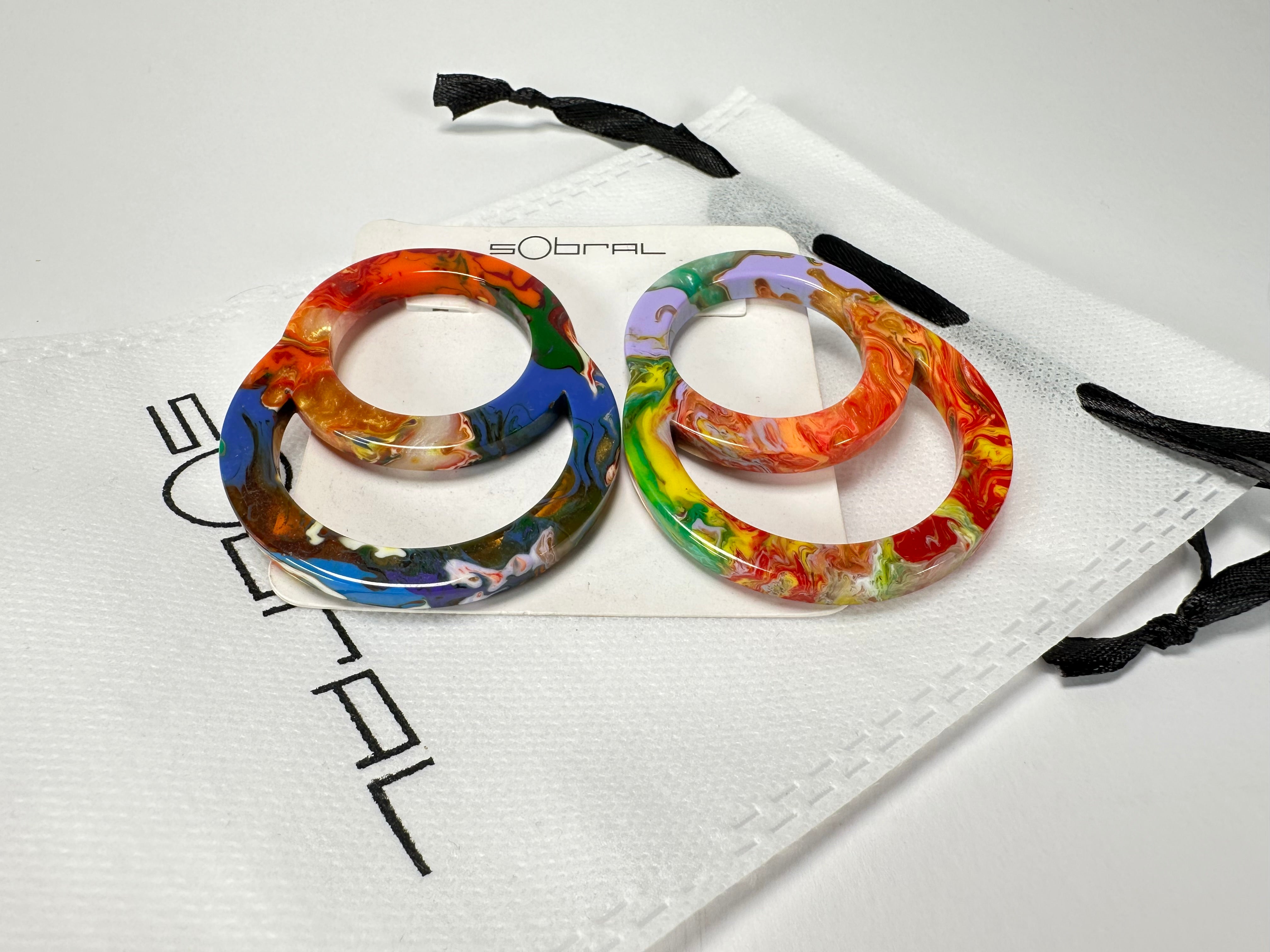Sobral - Multi-Colour "Feininger Efeitos" Resin Earrings ( 004894 )