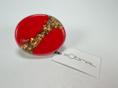 Sobral - Metalique "Munique" Orlando Red Resin Ring ( 005145 ) - Size UK N / 7 US