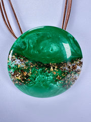 Sobral - Metalique Orlando "Angelina" Green Resin Necklace ( 004438 )