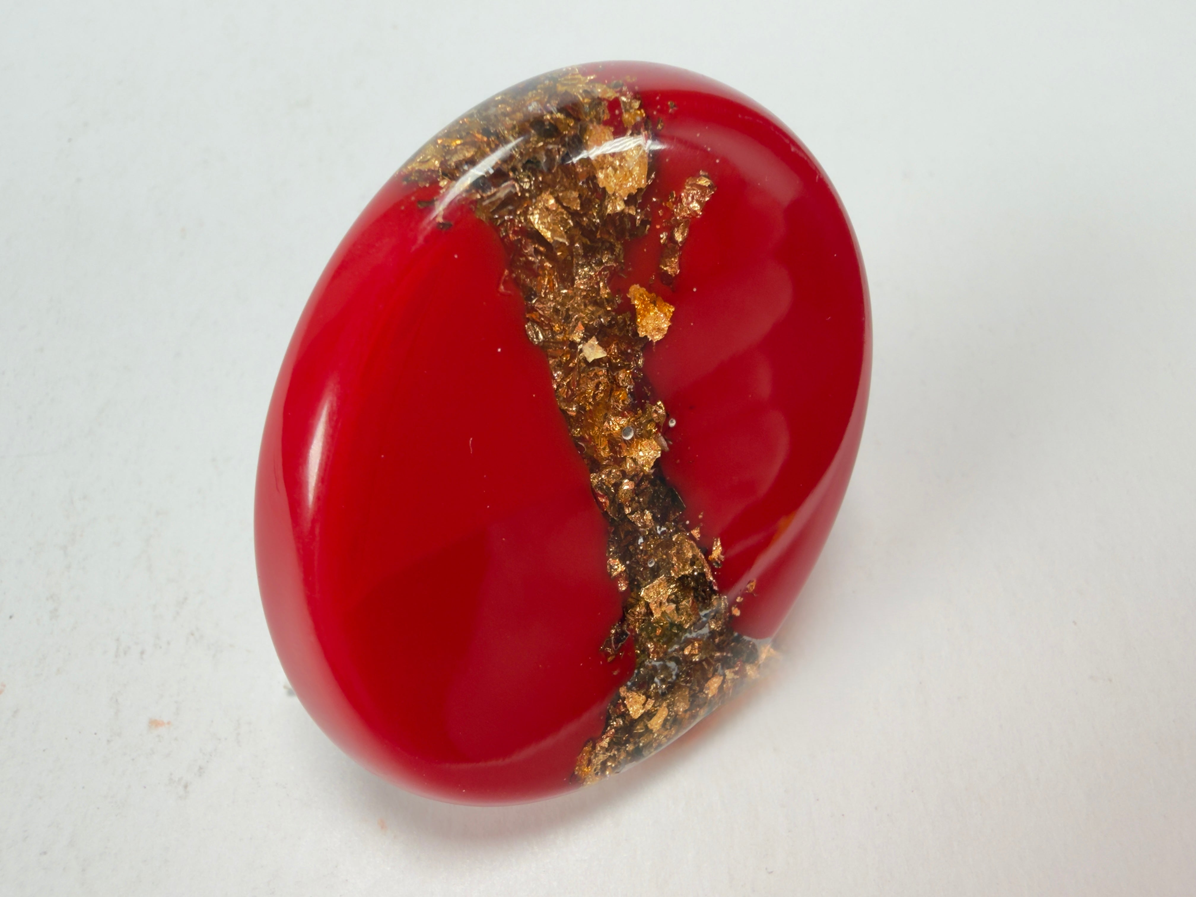 Sobral - Metalique "Munique" Orlando Red Resin Ring ( 005145 ) - Size UK N / 7 US