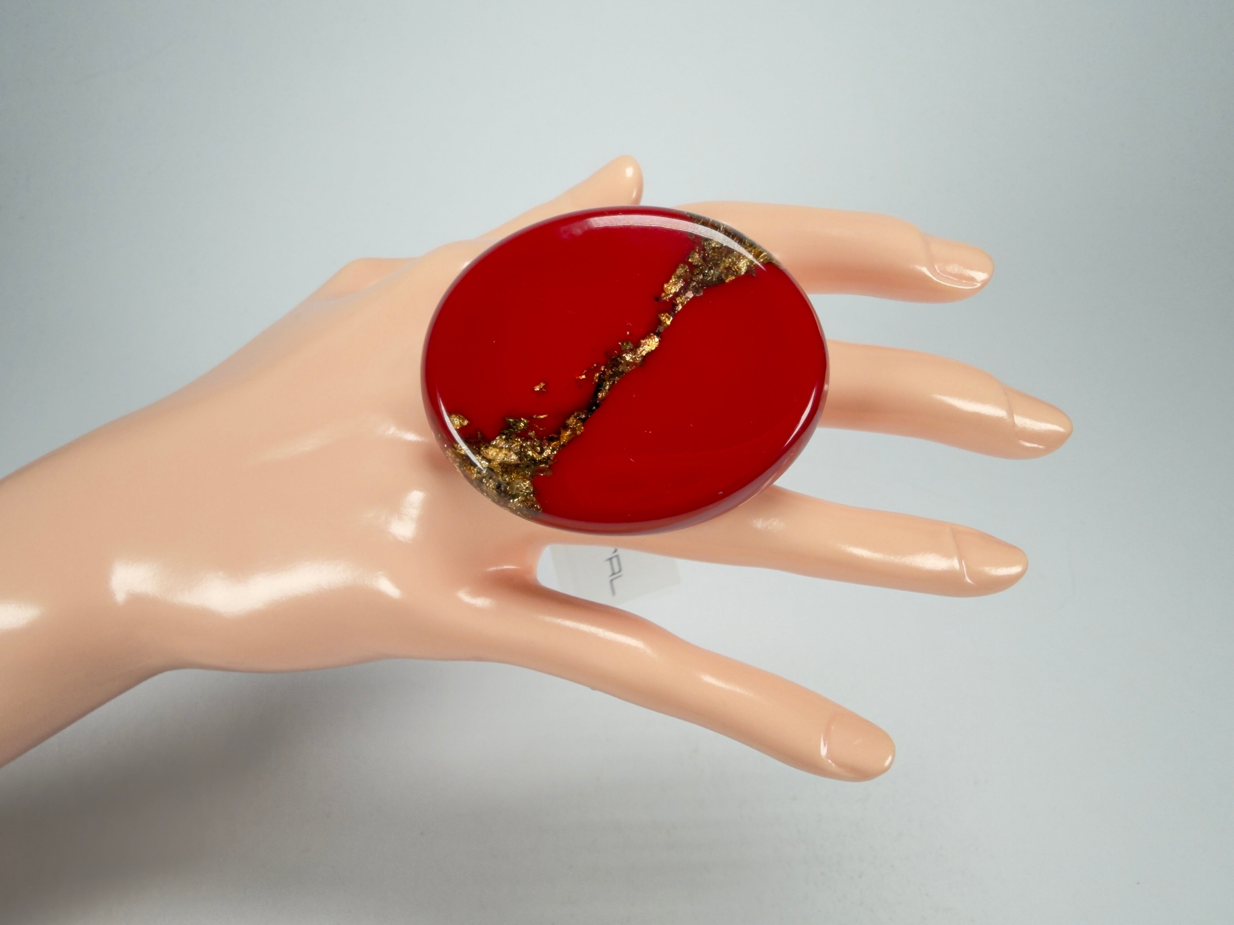 Sobral - Metalique "Munique" Orlando Red Resin Ring ( 005145 ) - Size UK N / US 7