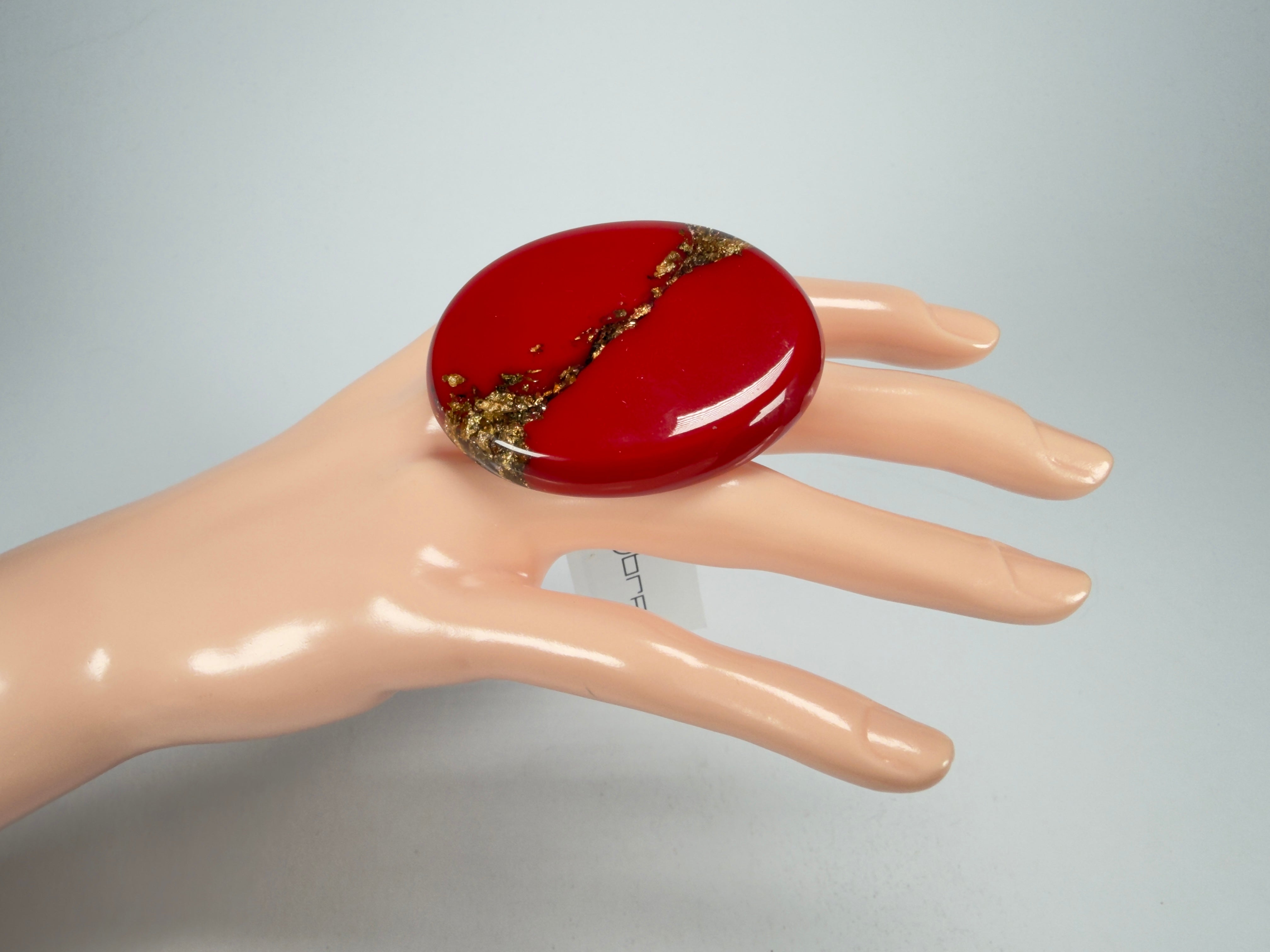 Sobral - Metalique "Munique" Orlando Red Resin Ring ( 005145 ) - Size UK N / US 7