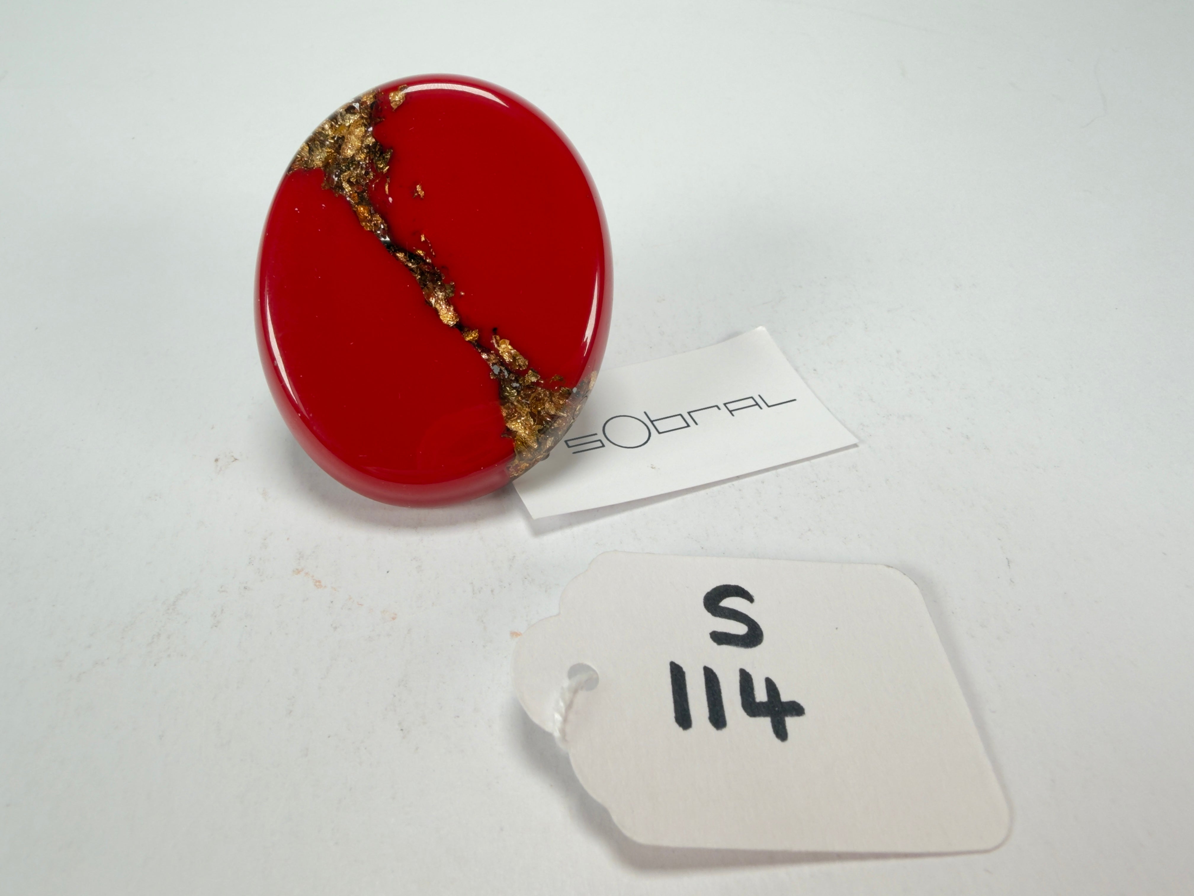 Sobral - Metalique "Munique" Orlando Red Resin Ring ( 005145 ) - Size UK N / US 7