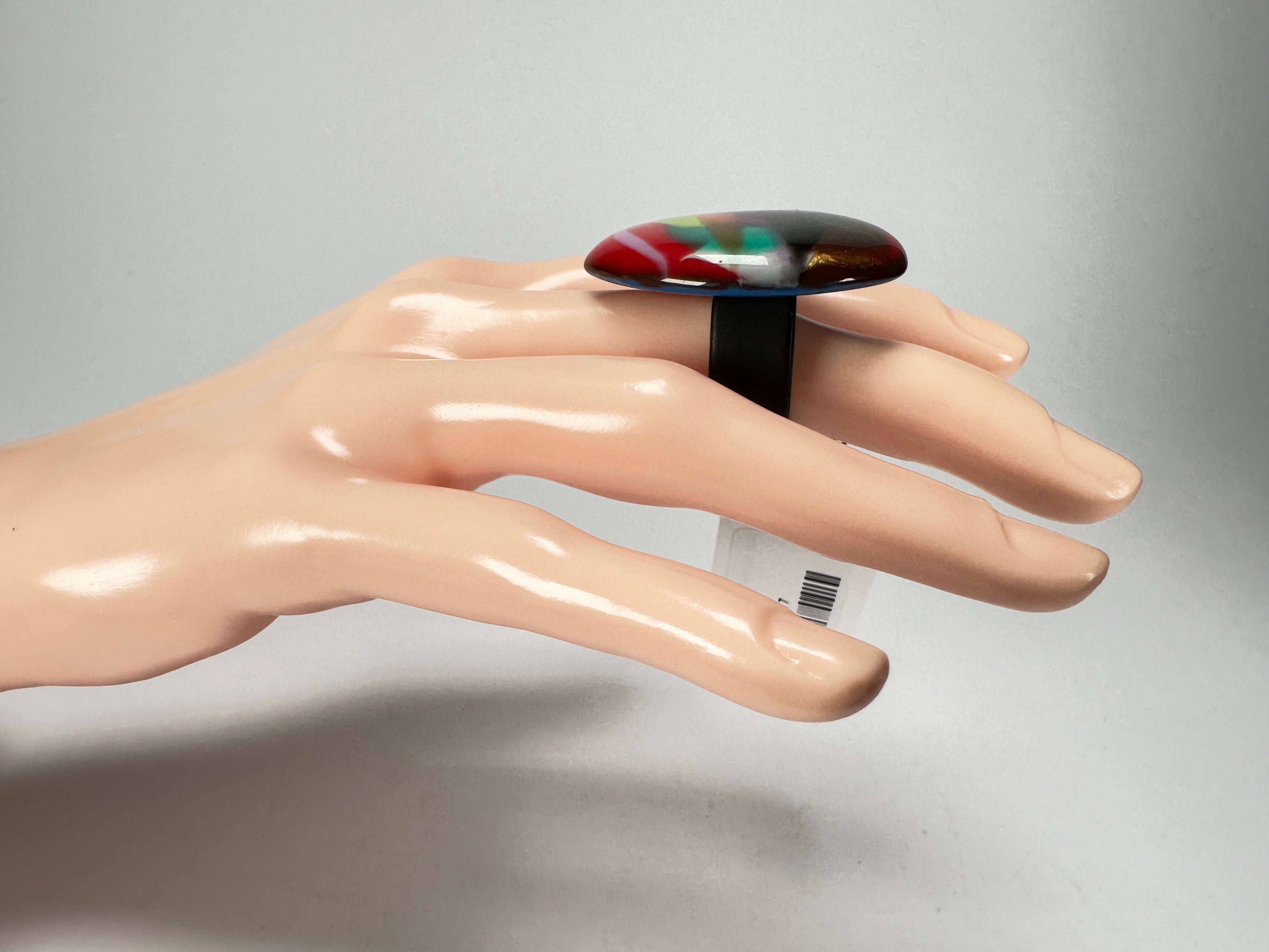 Sobral - Multi-Colour "K" Resin Ring ( 005146 ) - Size UK N / US 6.5