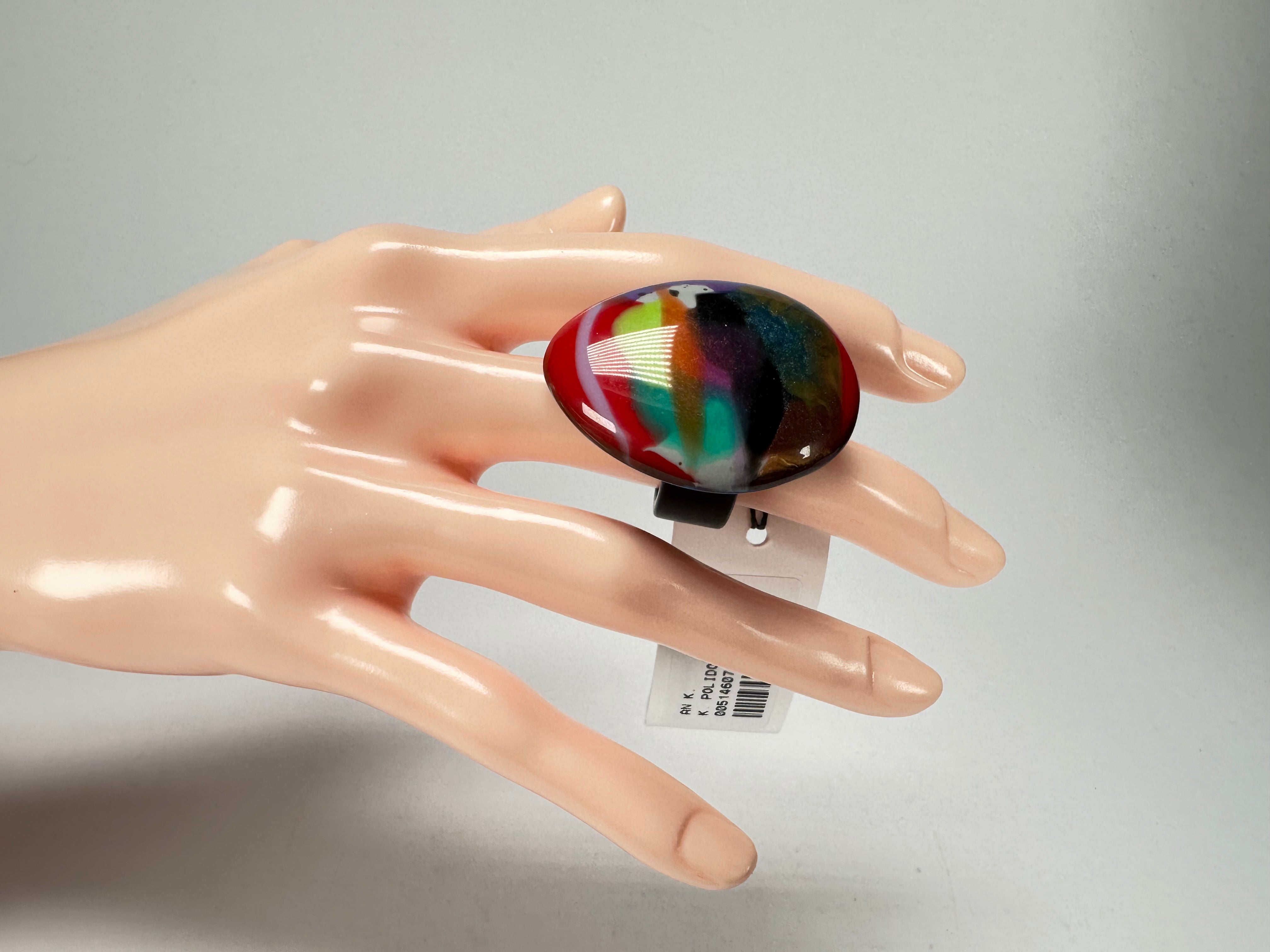 Sobral - Multi-Colour "K" Resin Ring ( 005146 ) - Size UK N / US 6.5