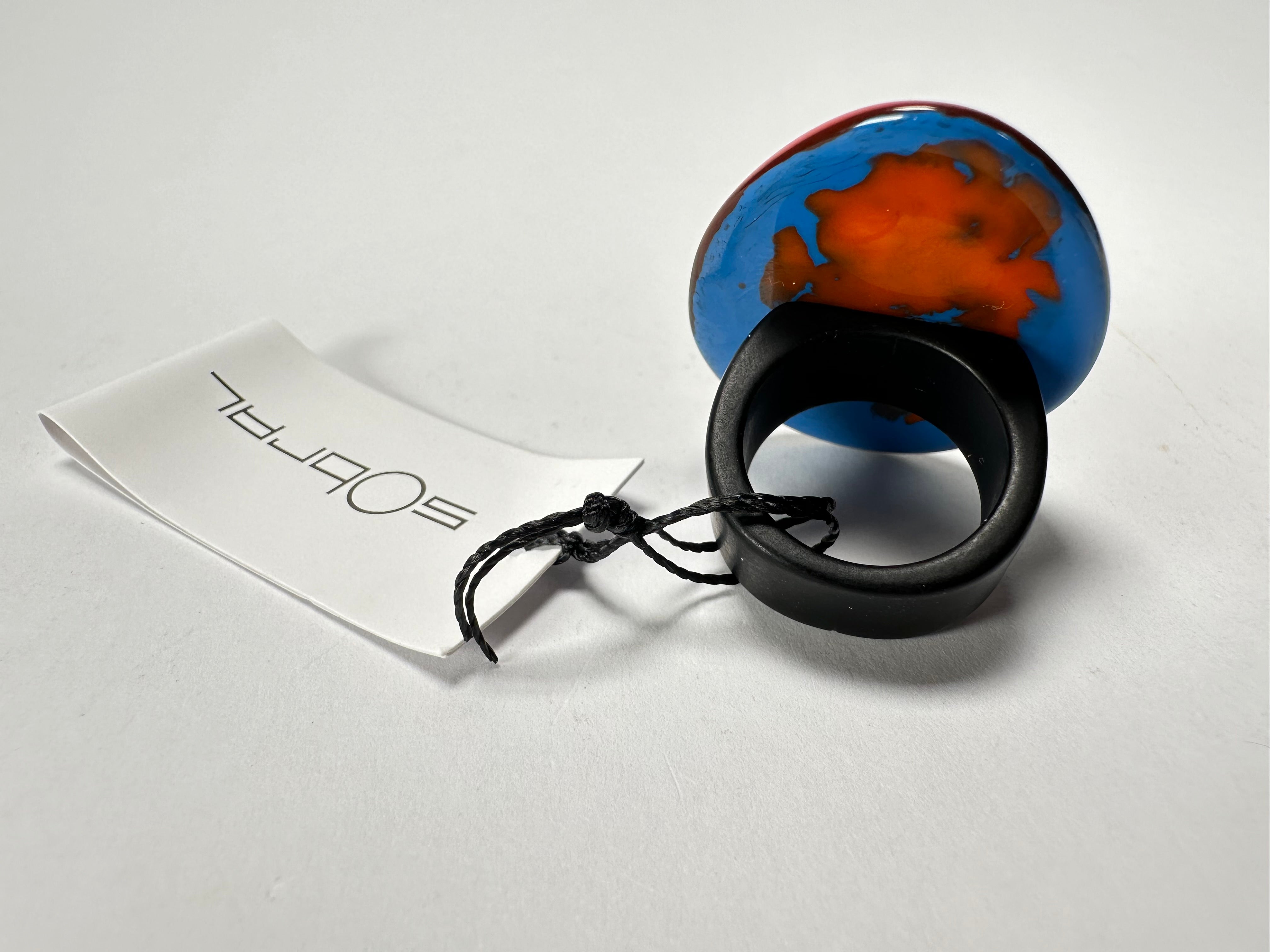 Sobral - Multi-Colour "K" Resin Ring ( 005146 ) - Size UK N / US 6.5