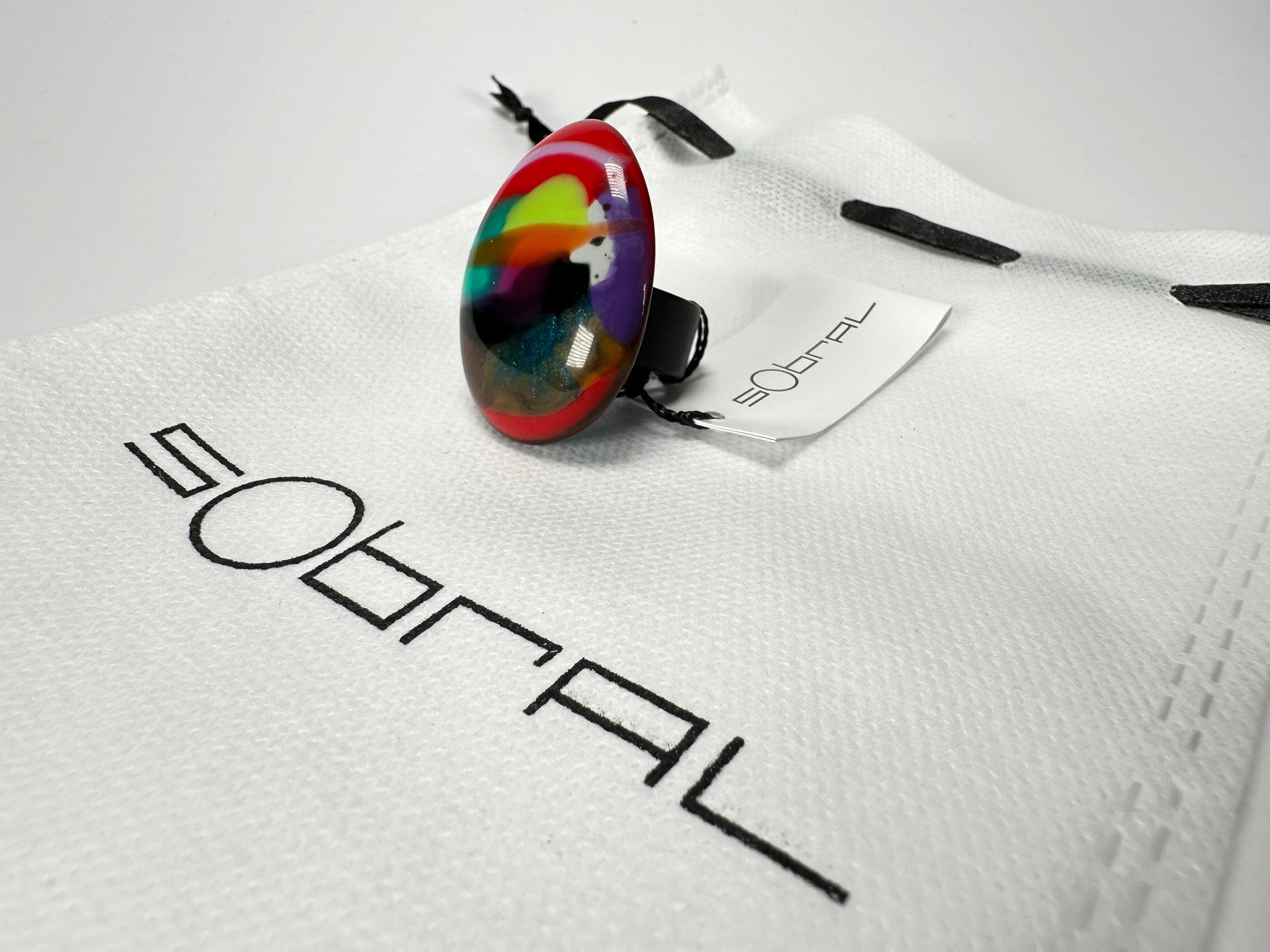 Sobral - Multi-Colour "K" Resin Ring ( 005146 ) - Size UK N / US 6.5