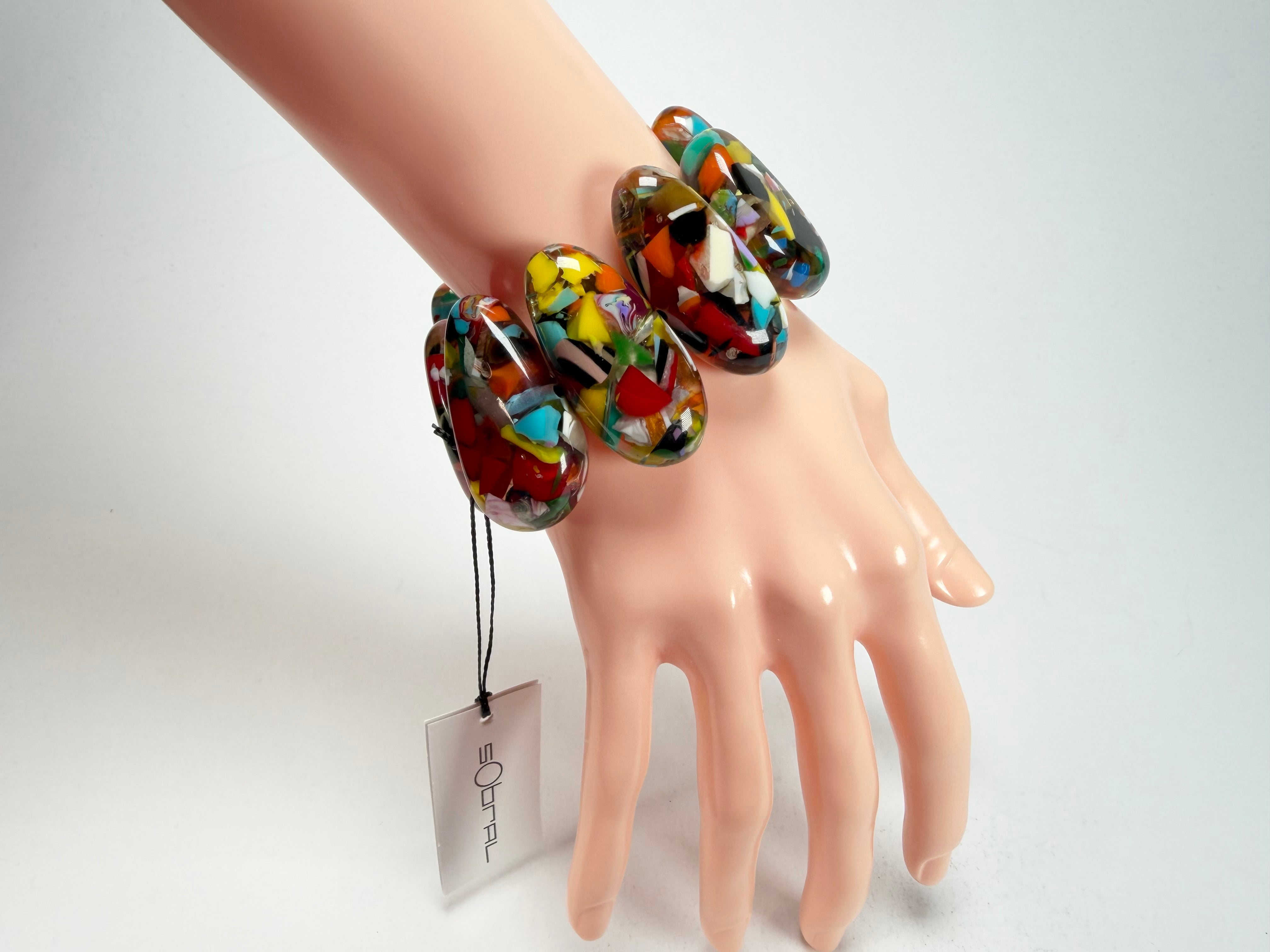 Sobral - Caillou Cristal "Onda" Elasticated Resin Bracelet ( 005329 )