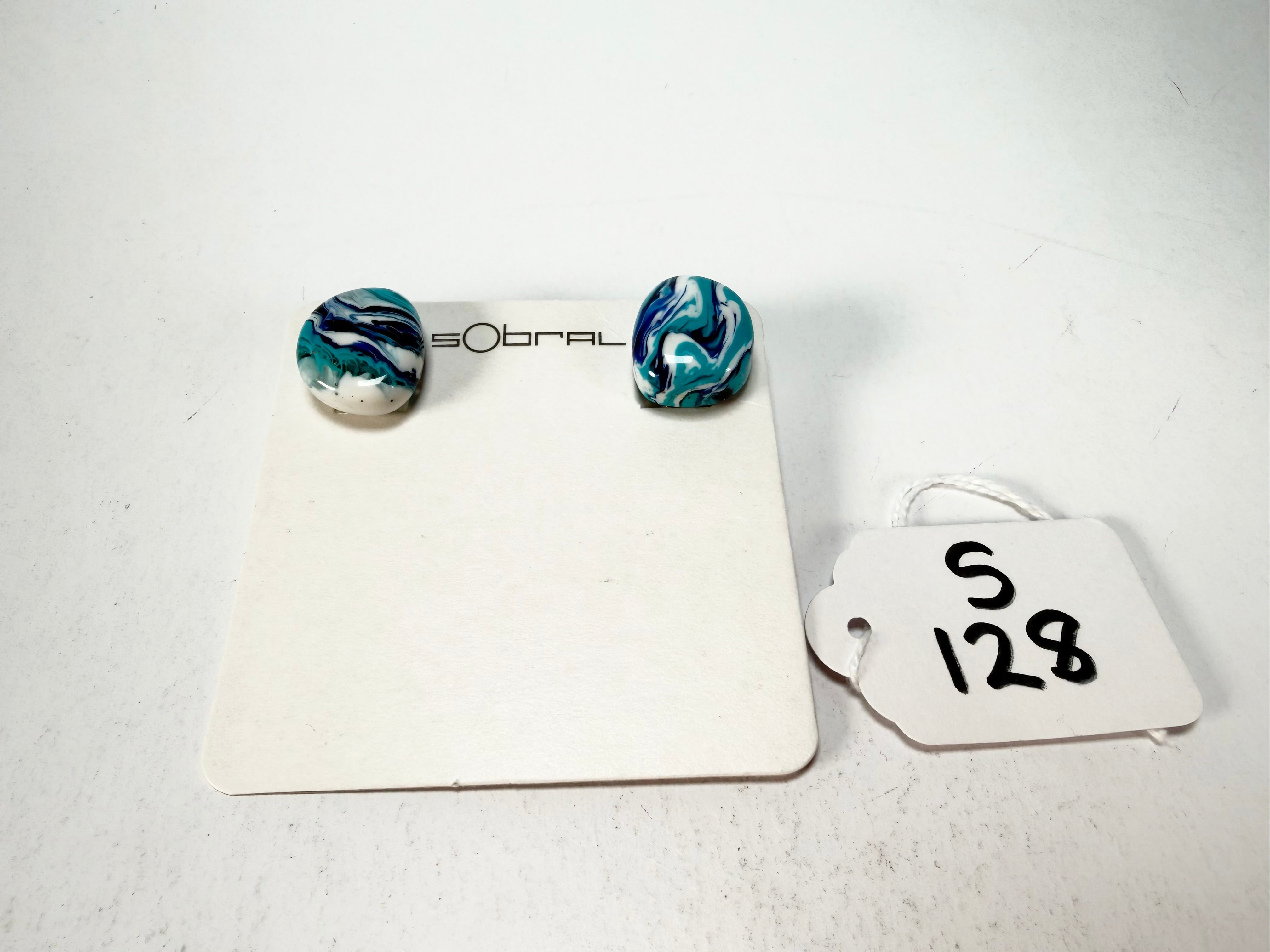 Sobral - Onda Azul "Wave" Blue Resin Clip On Earrings ( 005331 )