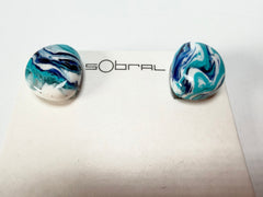 Sobral - Onda Azul "Wave" Blue Resin Clip On Earrings ( 005331 )