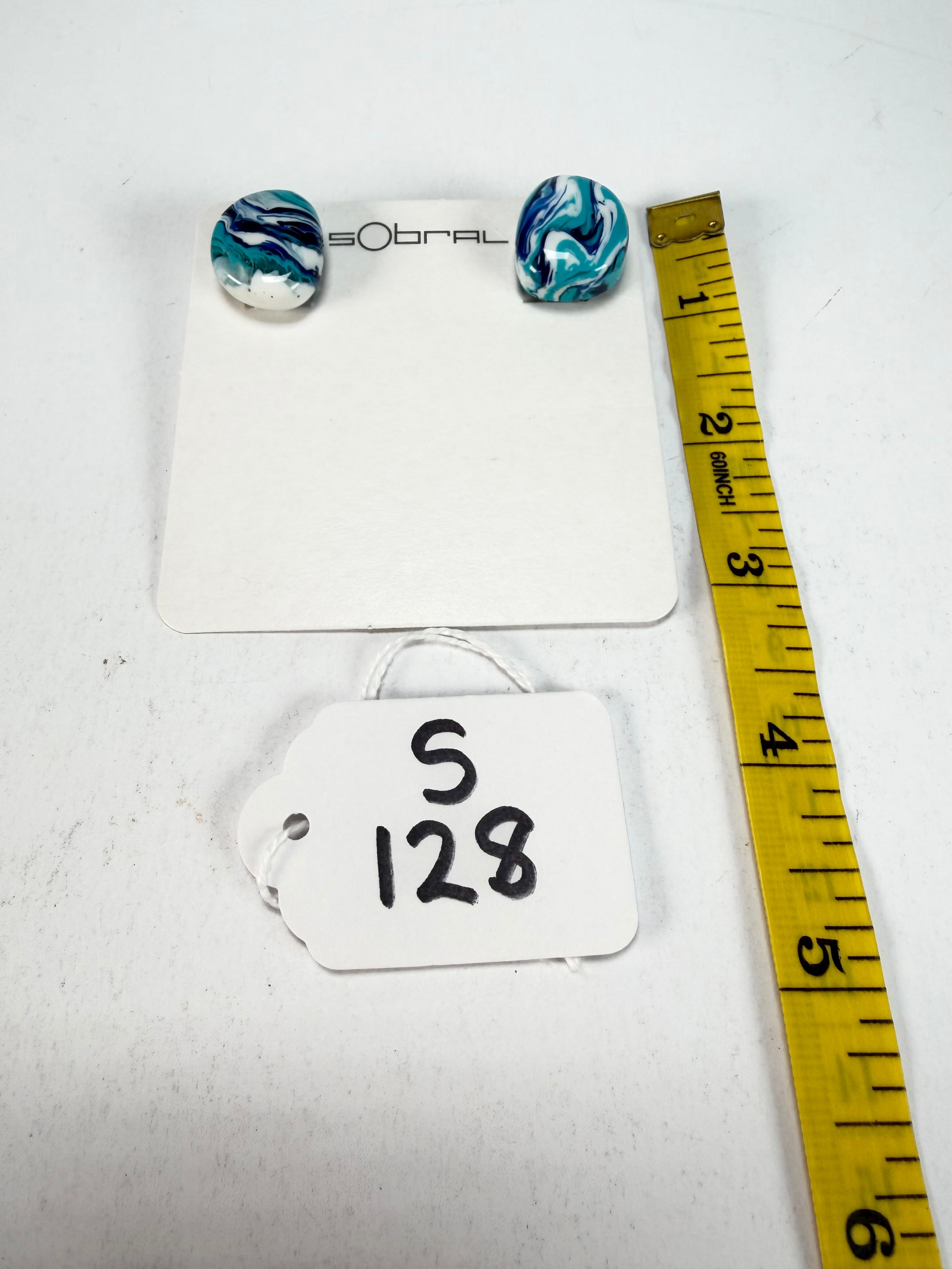 Sobral - Onda Azul "Wave" Blue Resin Clip On Earrings ( 005331 )