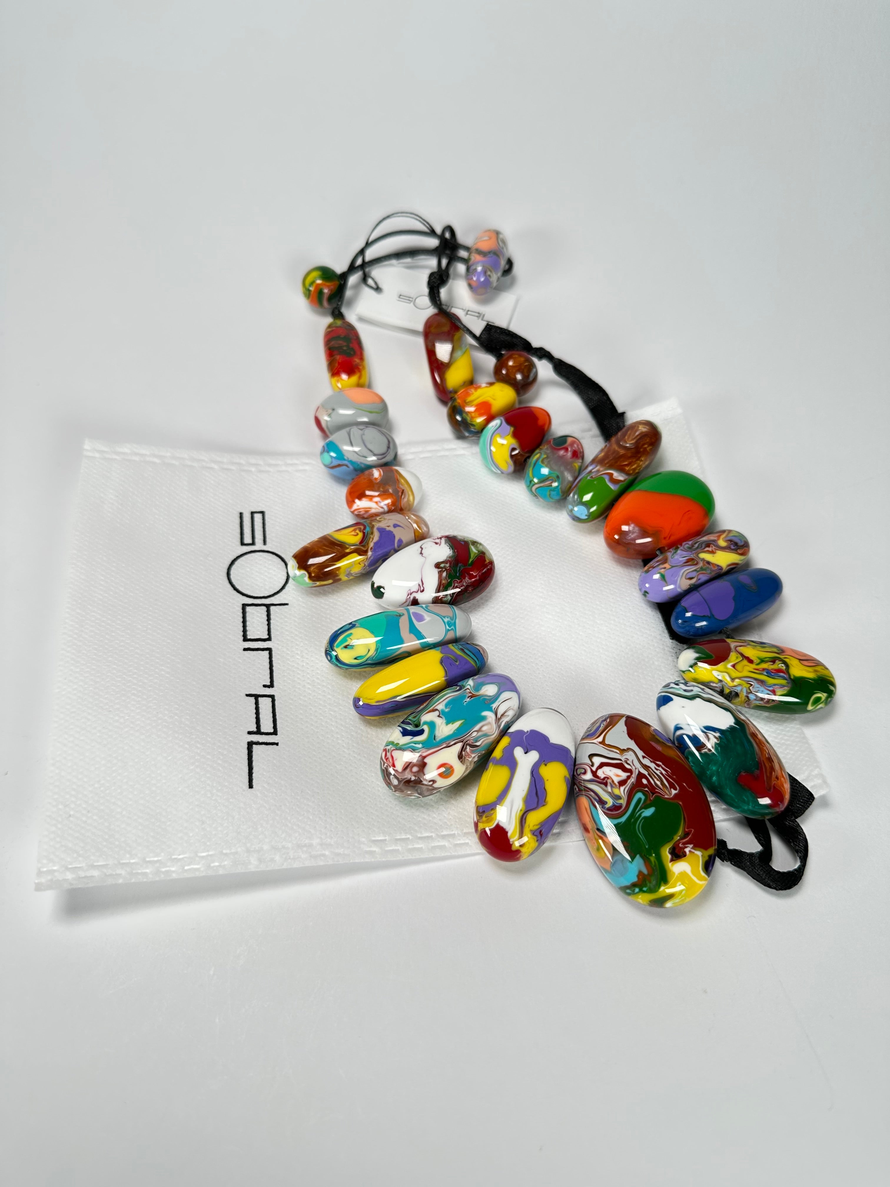 Sobral - Multi-Colour "Monica Efeitos" Pollock Resin Necklace ( 005412 )