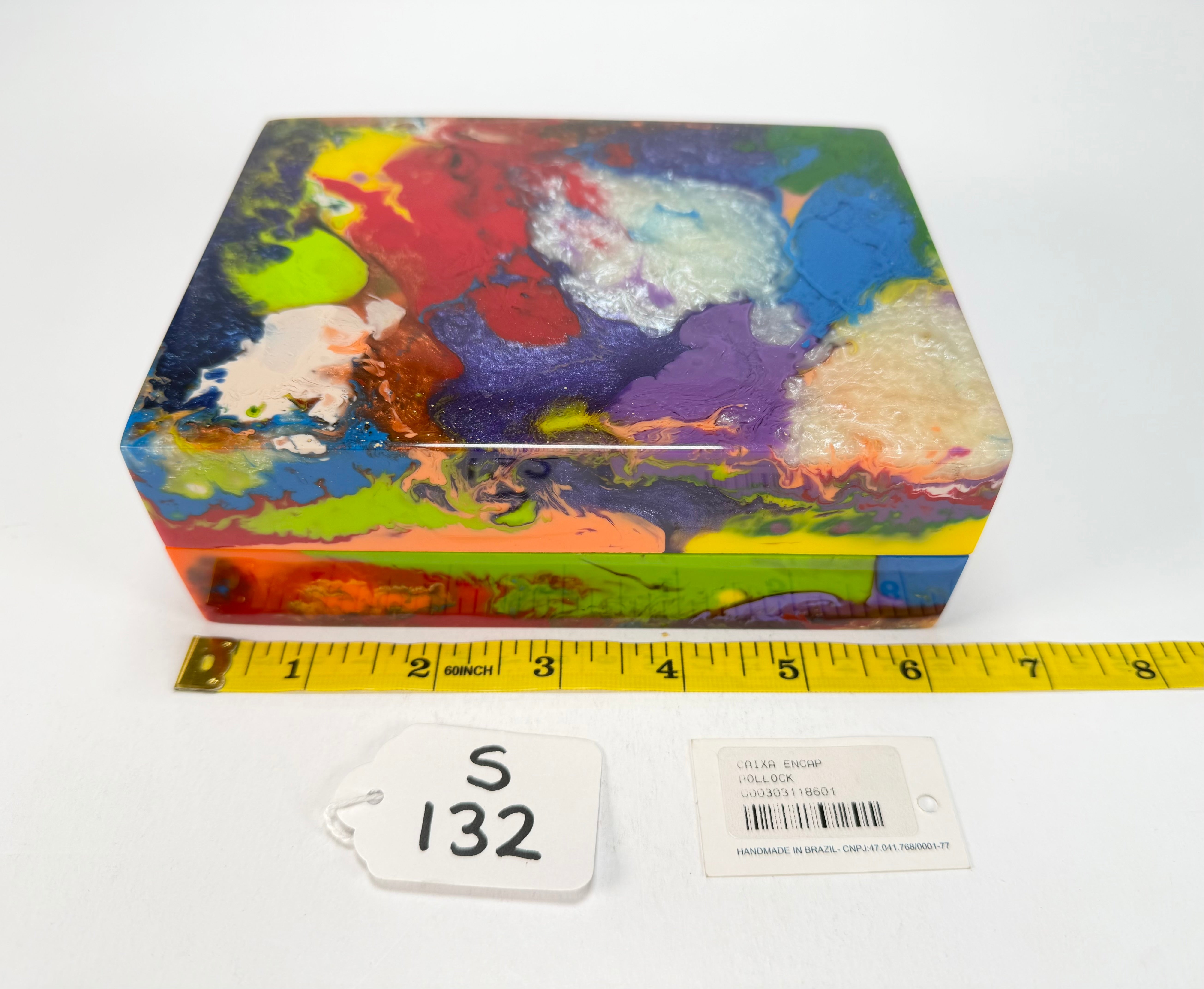 Sobral - Multi-Colour "Encapsulada" Pollock Resin Jewellery Box ( 000303 )