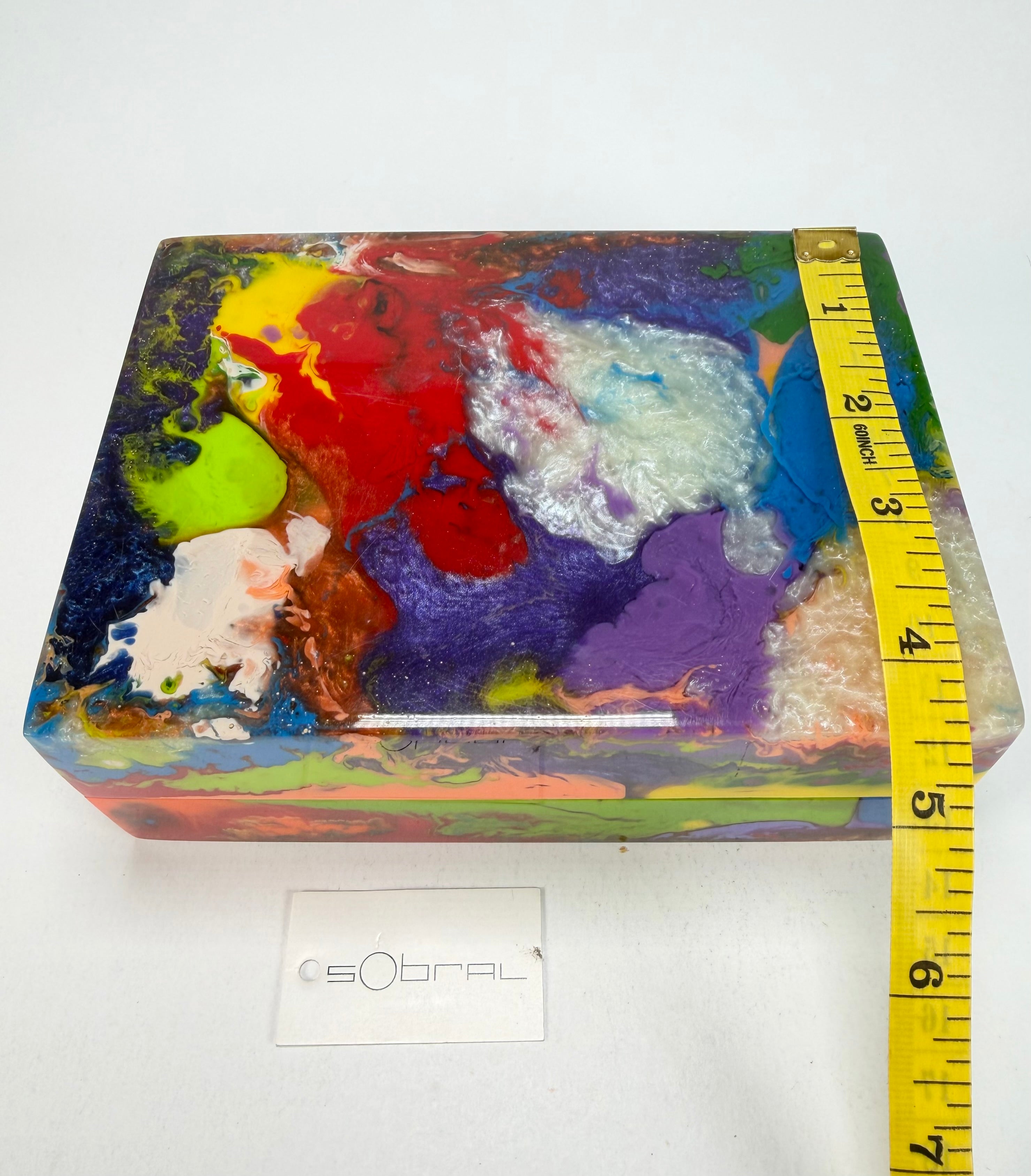 Sobral - Multi-Colour "Encapsulada" Pollock Resin Jewellery Box ( 000303 )