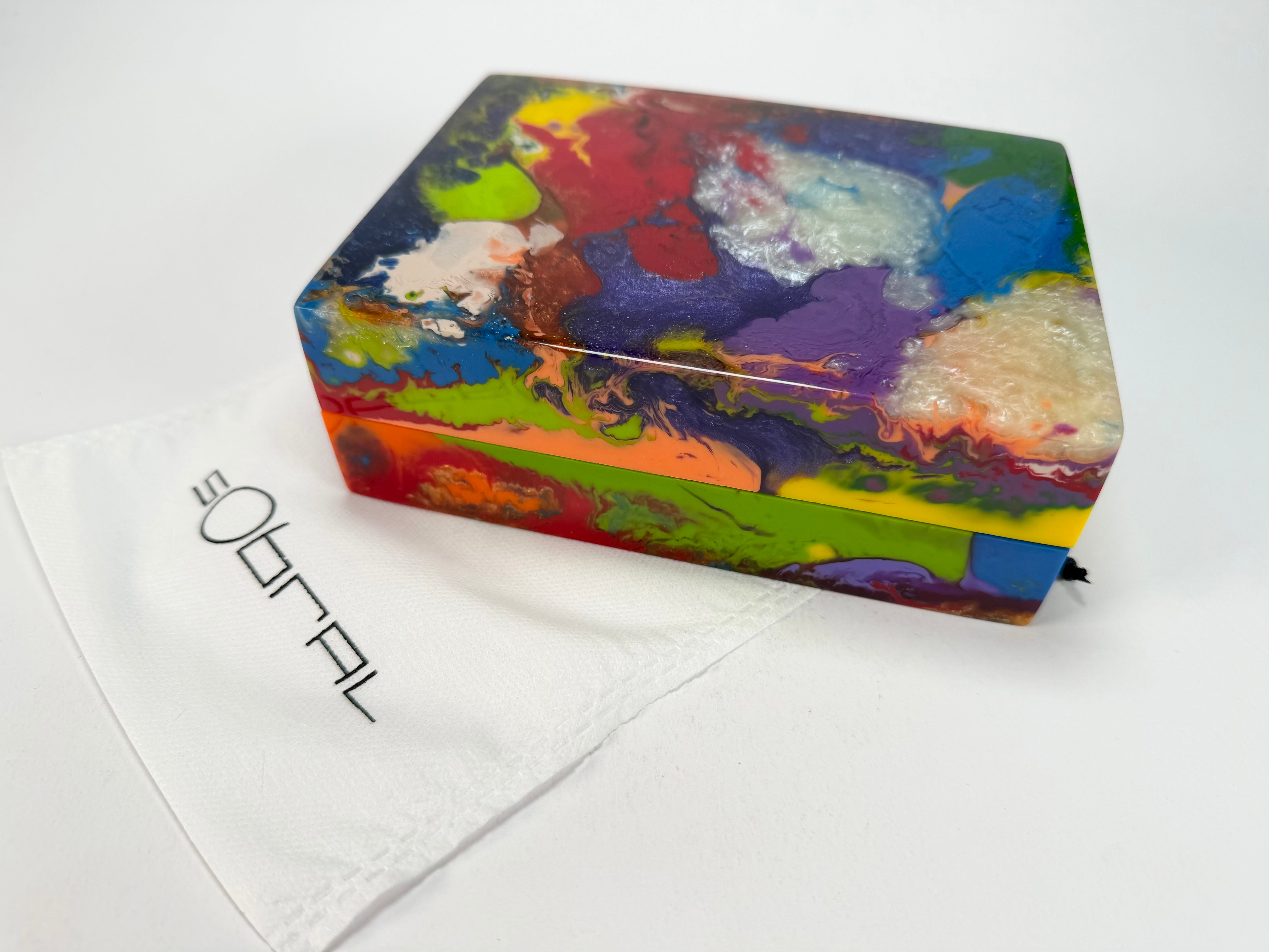 Sobral - Multi-Colour "Encapsulada" Pollock Resin Jewellery Box ( 000303 )