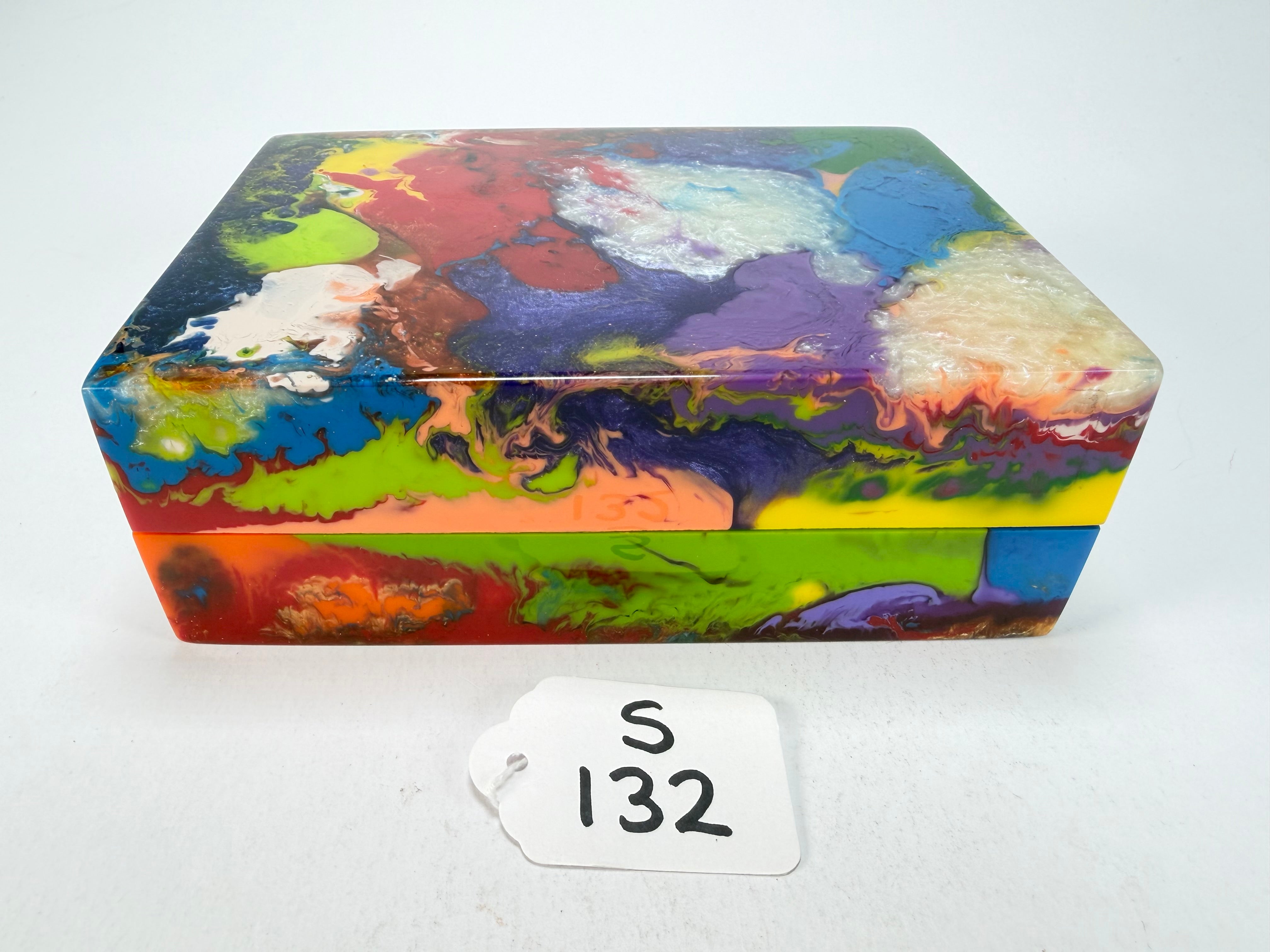 Sobral - Multi-Colour "Encapsulada" Pollock Resin Jewellery Box ( 000303 )