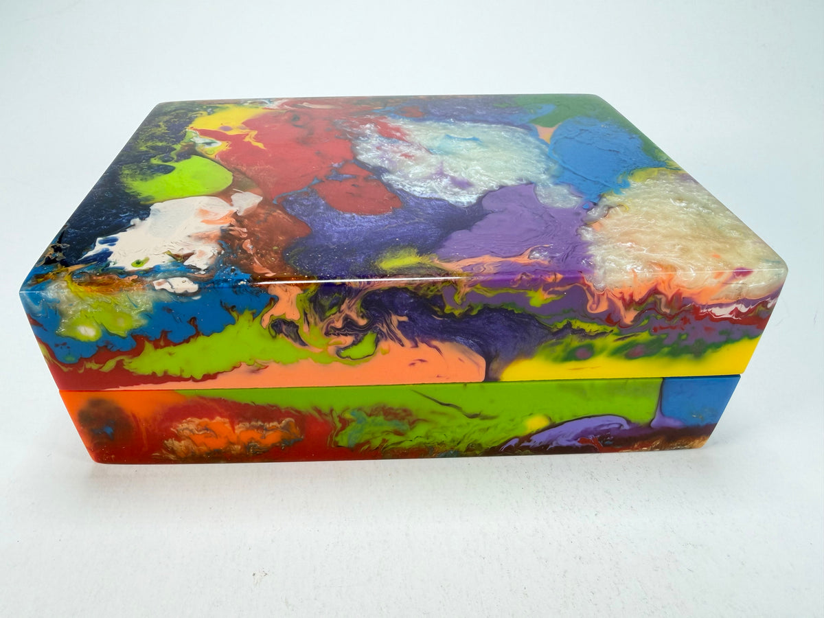 Sobral - Multi-Colour "Encapsulada" Pollock Resin Jewellery Box ( 000303 )