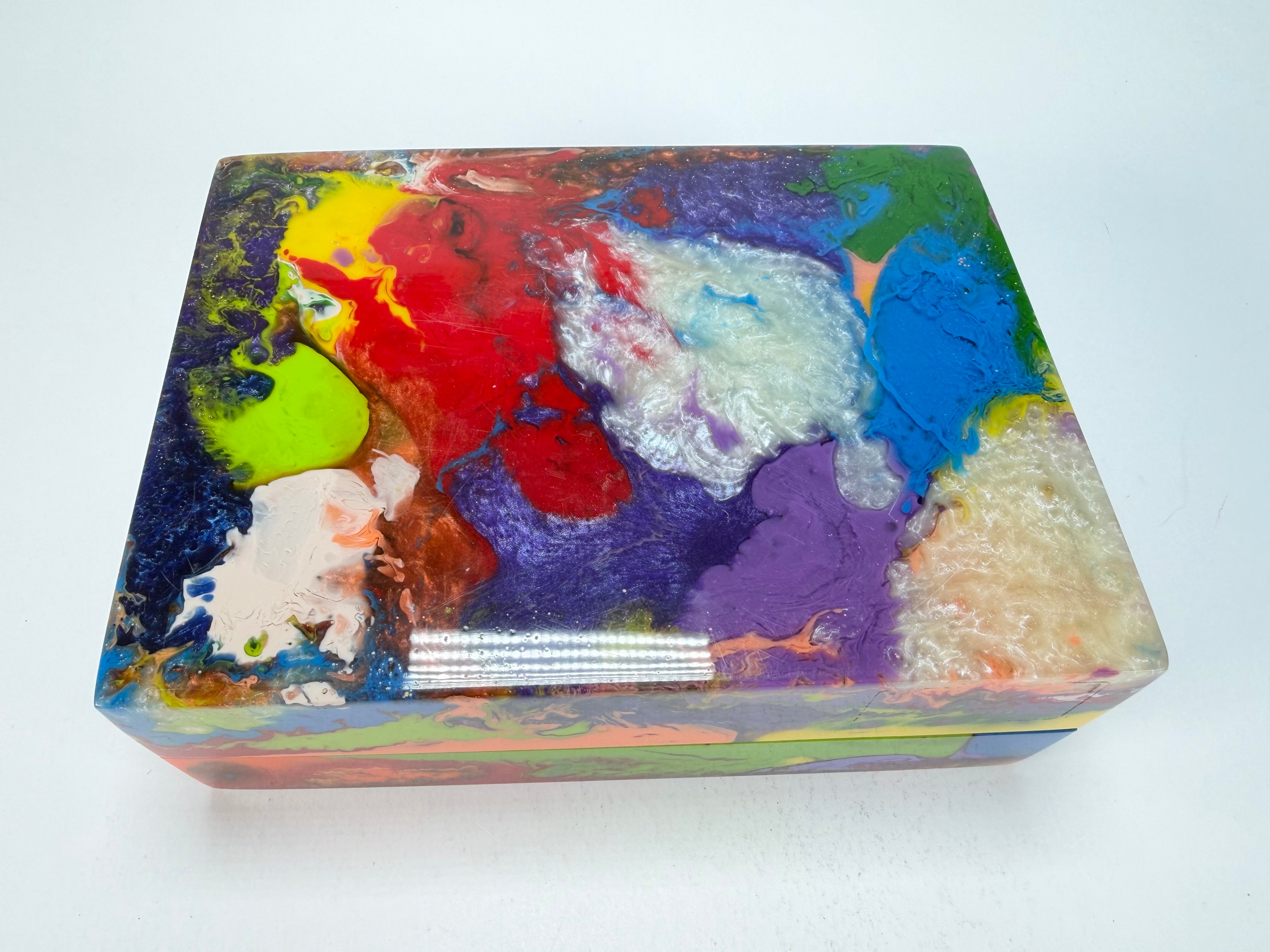 Sobral - Multi-Colour "Encapsulada" Pollock Resin Jewellery Box ( 000303 )