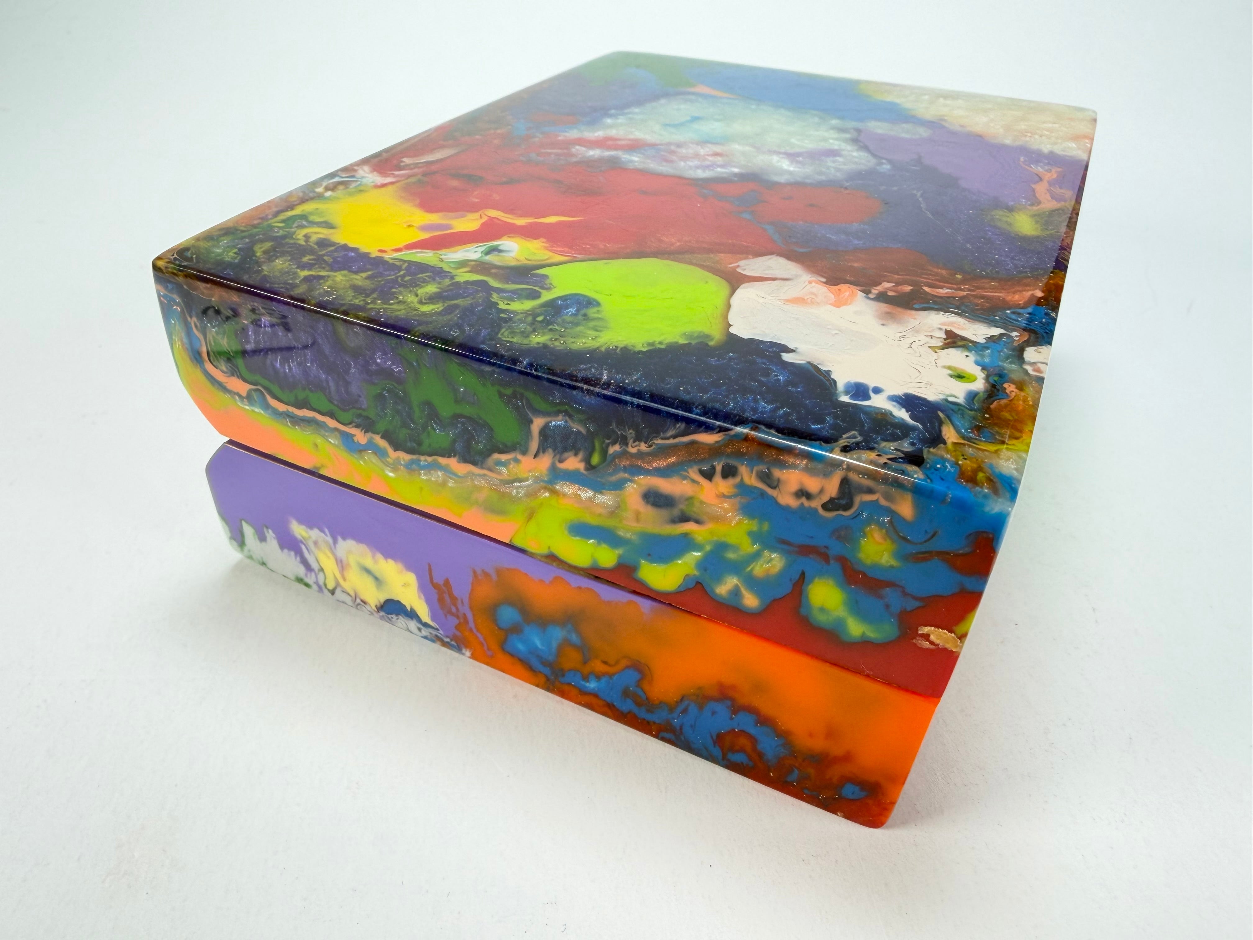 Sobral - Multi-Colour "Encapsulada" Pollock Resin Jewellery Box ( 000303 )