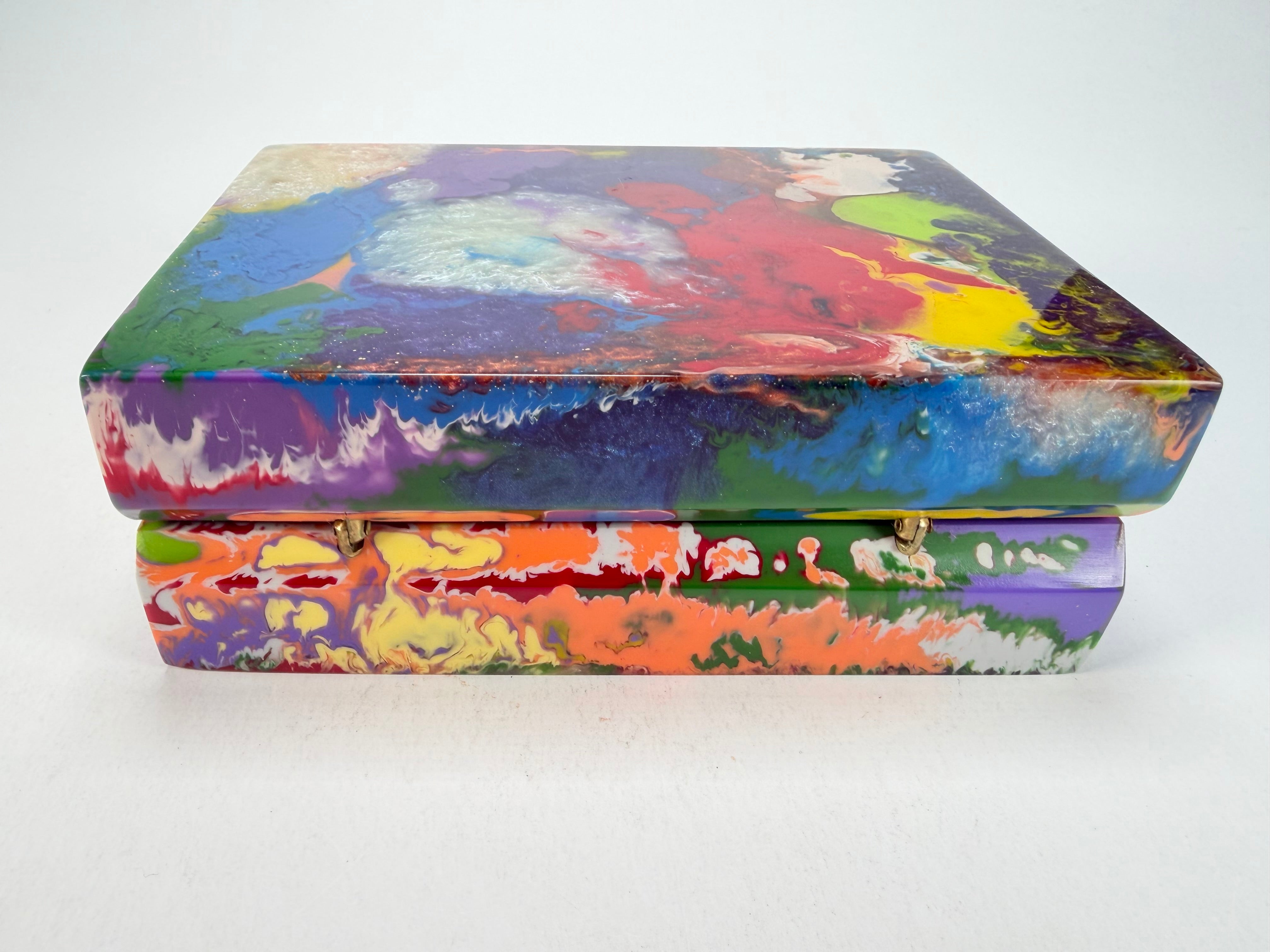 Sobral - Multi-Colour "Encapsulada" Pollock Resin Jewellery Box ( 000303 )