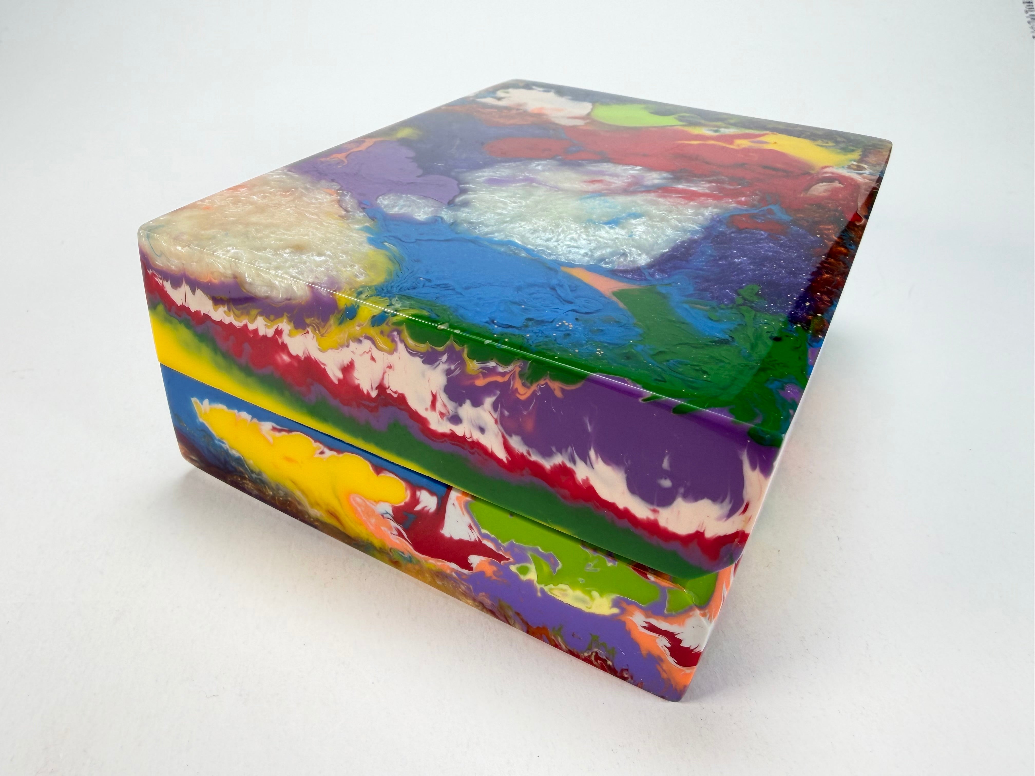 Sobral - Multi-Colour "Encapsulada" Pollock Resin Jewellery Box ( 000303 )