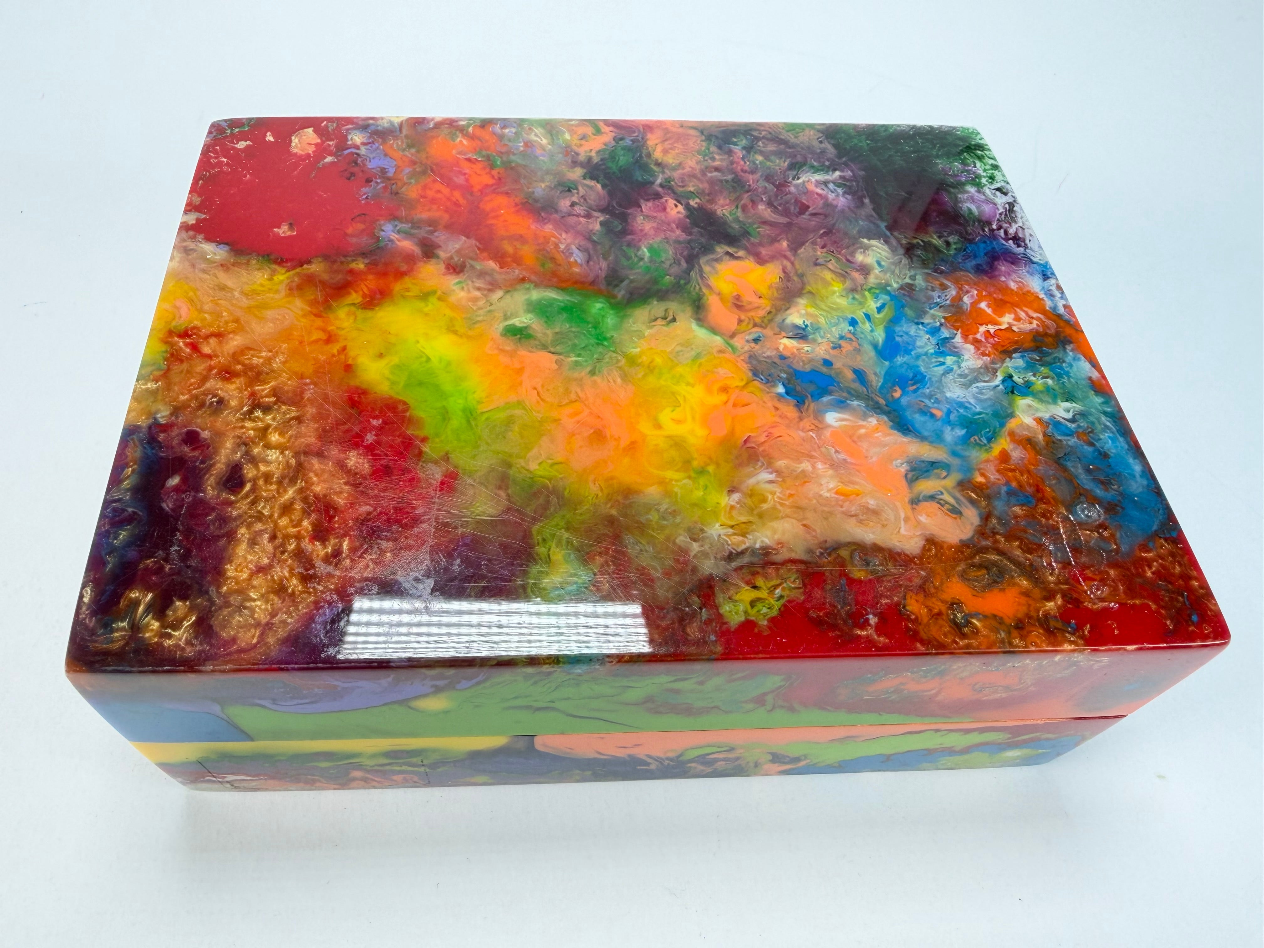 Sobral - Multi-Colour "Encapsulada" Pollock Resin Jewellery Box ( 000303 )