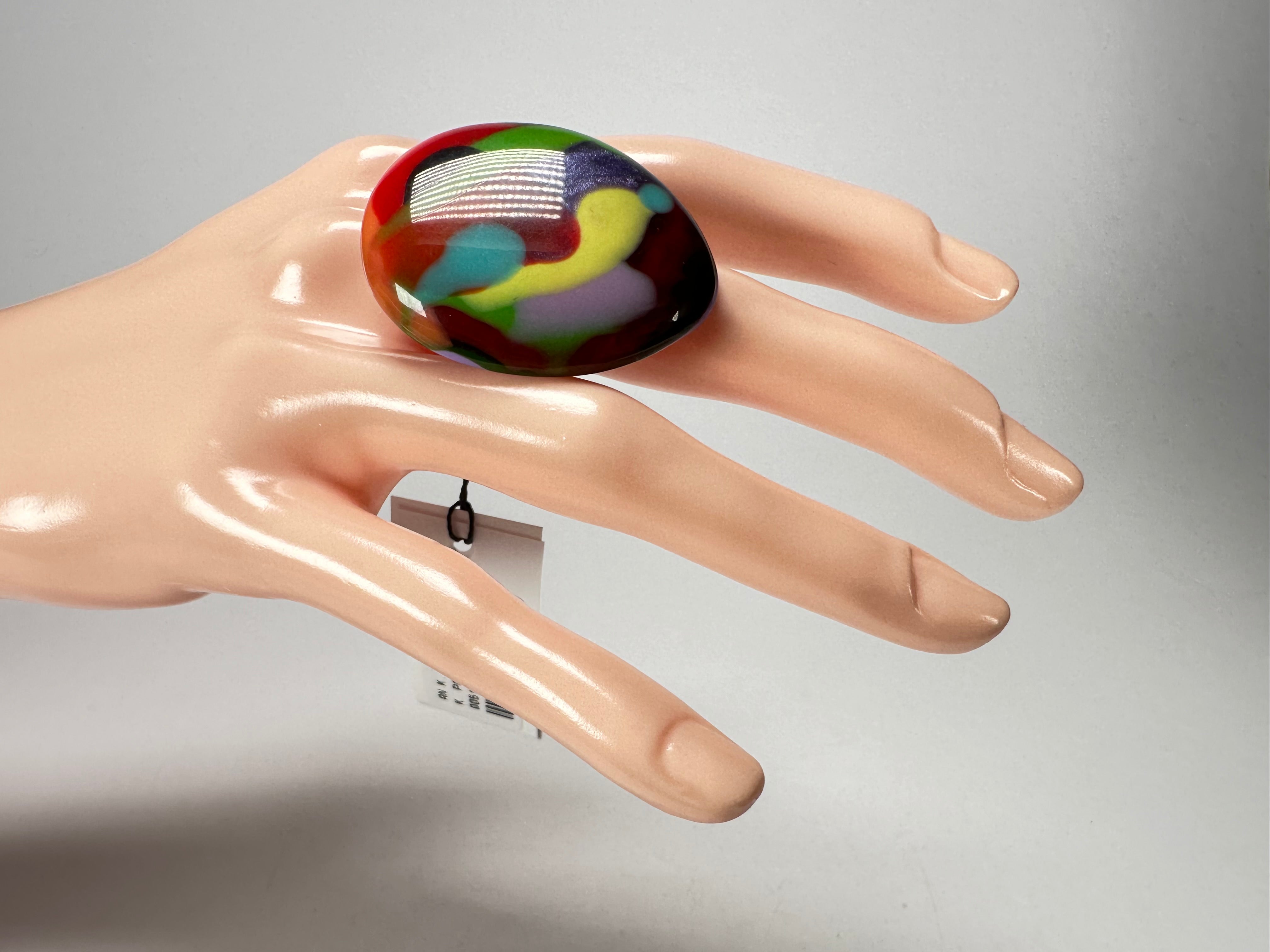 Sobral - Multi-Colour "K" Resin Ring ( 005146 ) - Size UK P / US 8