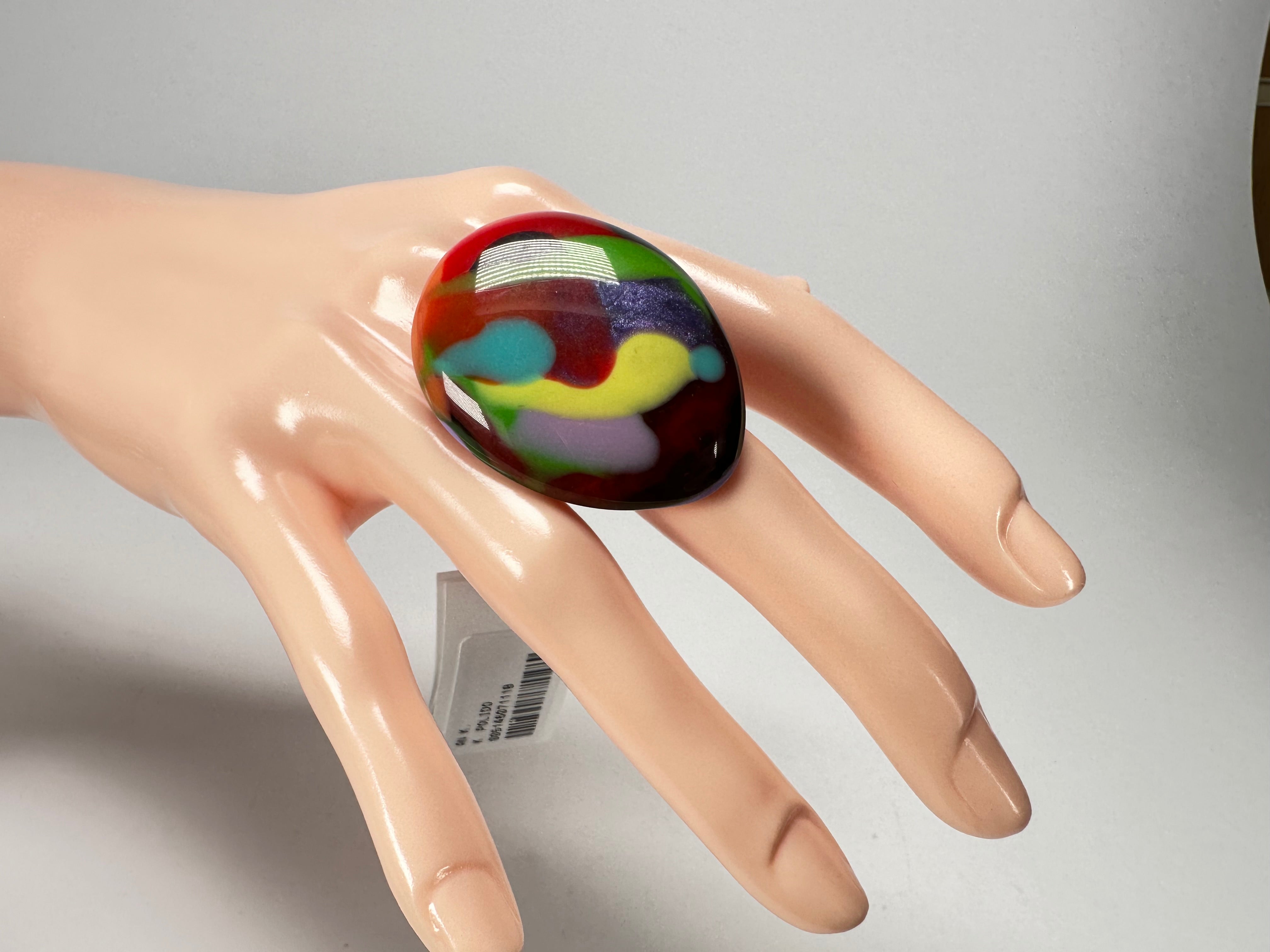 Sobral - Multi-Colour "K" Resin Ring ( 005146 ) - Size UK P / US 8