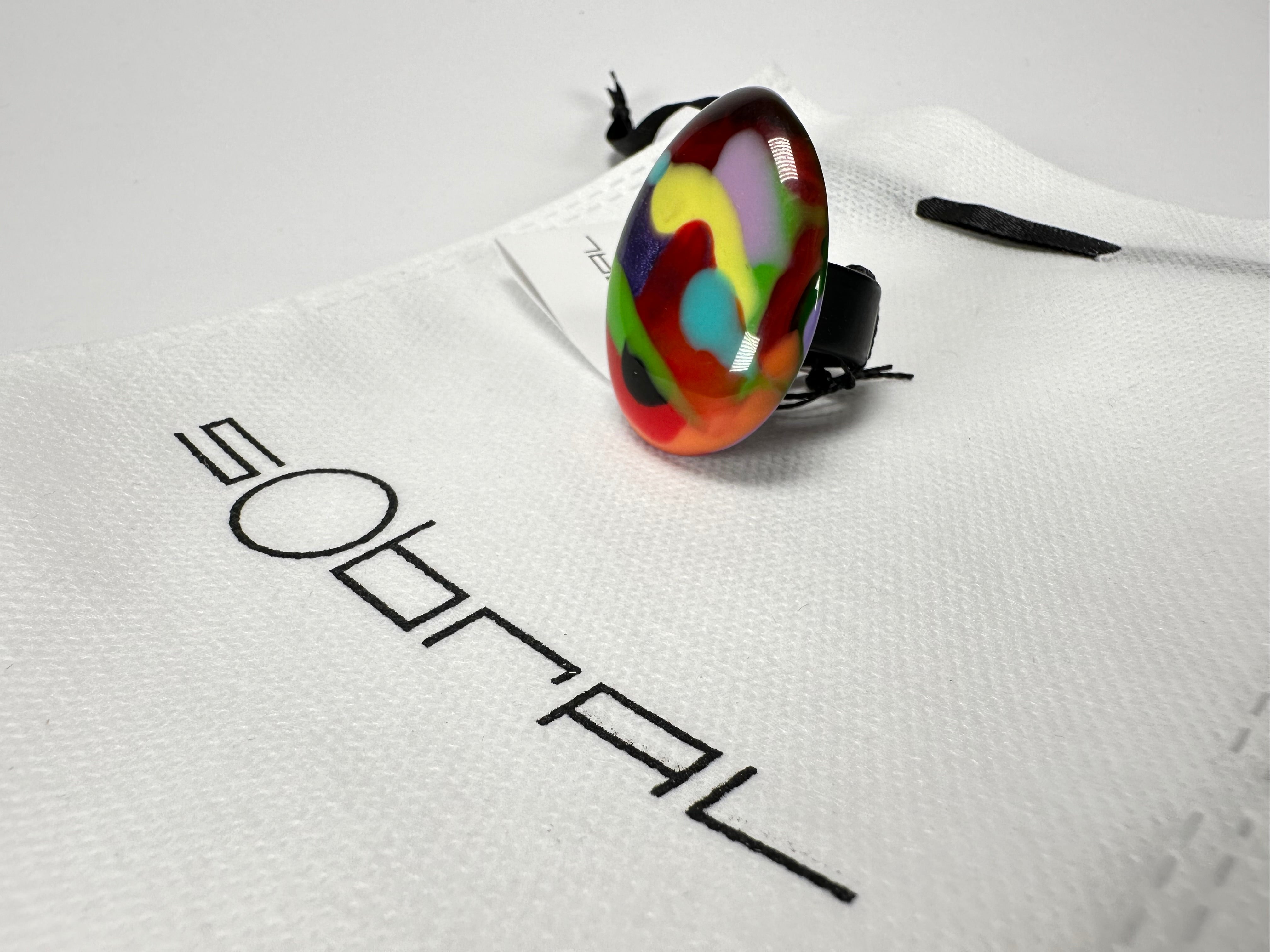 Sobral - Multi-Colour "K" Resin Ring ( 005146 ) - Size UK P / US 8