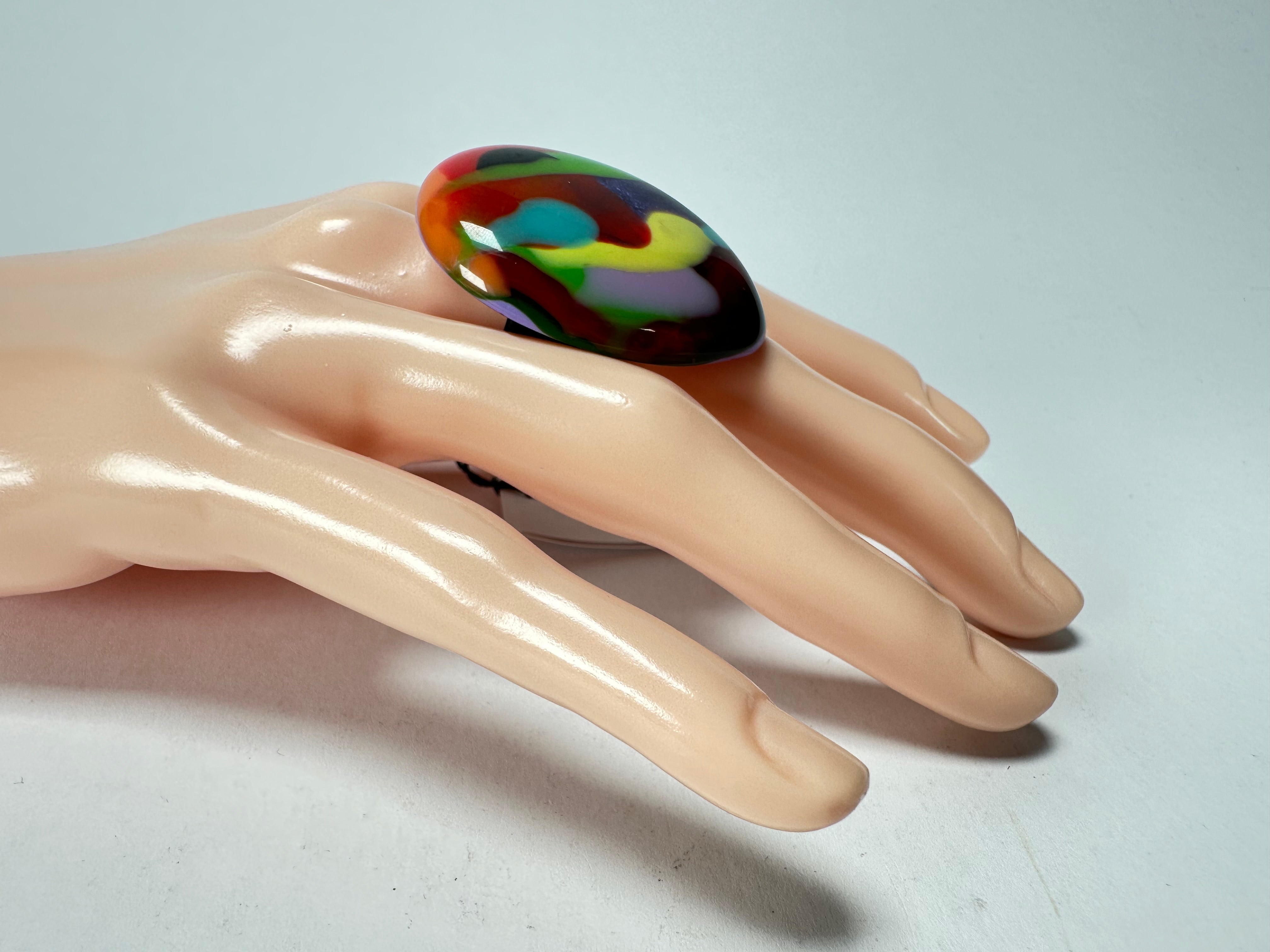 Sobral - Multi-Colour "K" Resin Ring ( 005146 ) - Size UK P / US 8