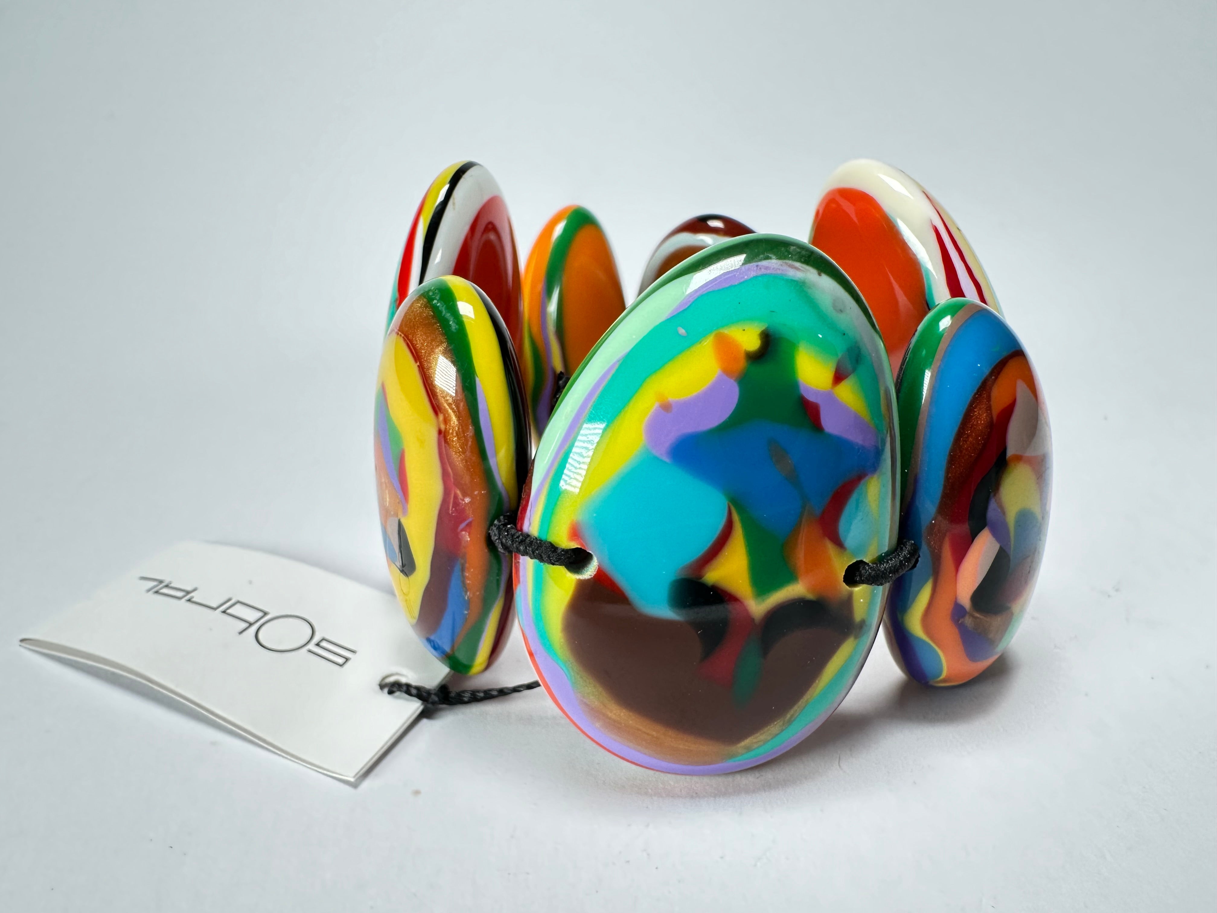 Sobral - Multi-Colour "Wassily" Elasticated Resin Bracelet ( 003716 )