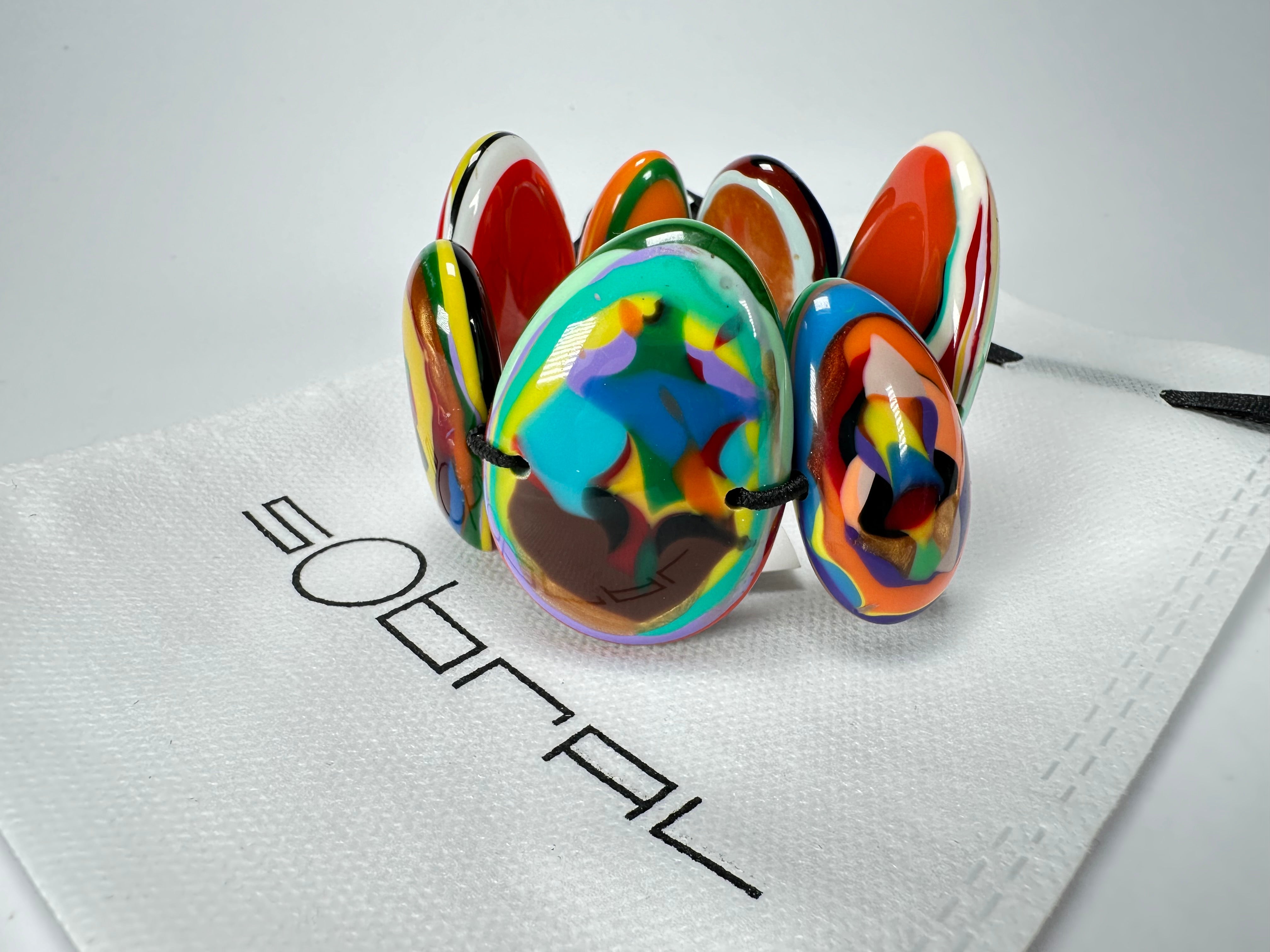 Sobral - Multi-Colour "Wassily" Elasticated Resin Bracelet ( 003716 )