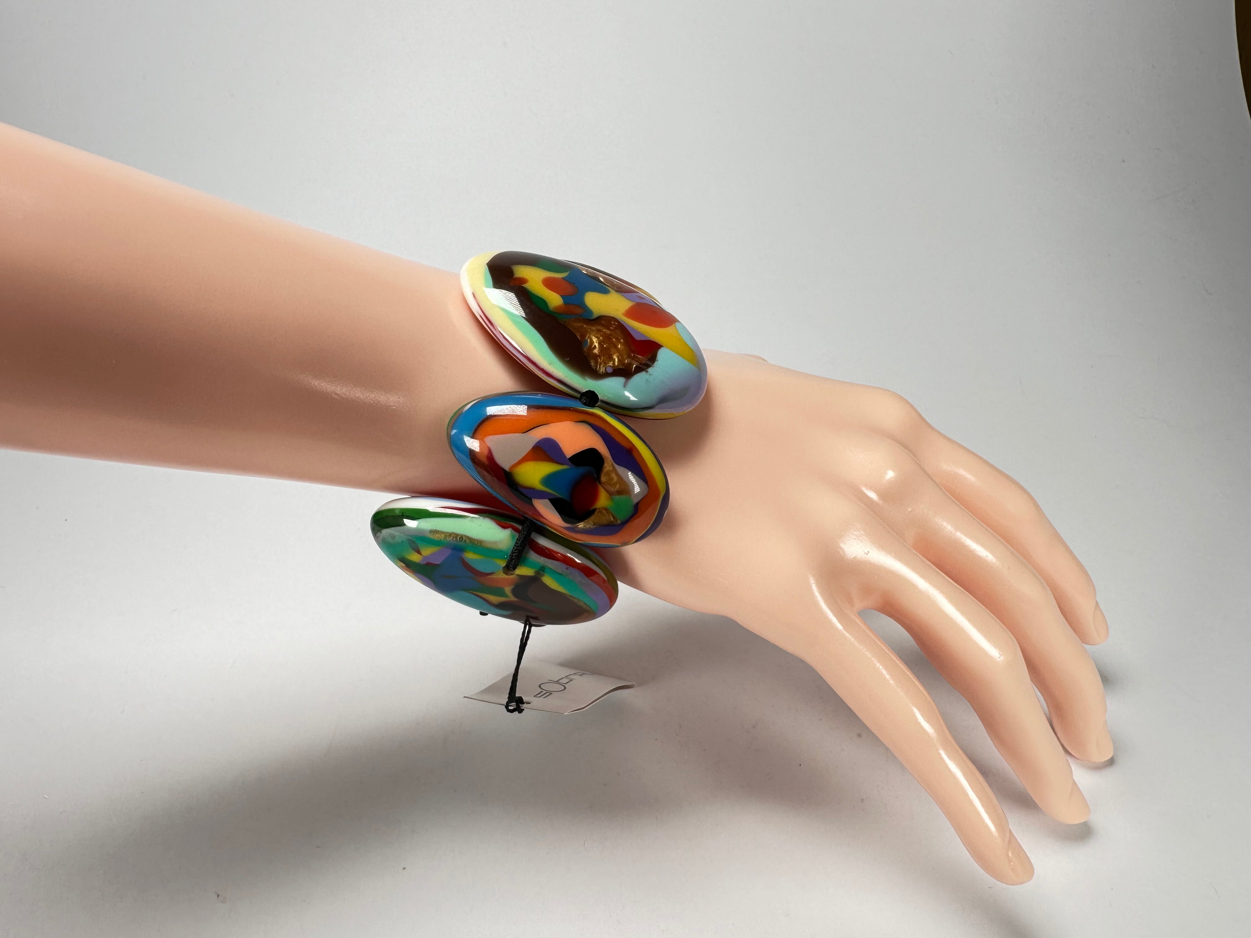 Sobral - Multi-Colour "Wassily" Elasticated Resin Bracelet ( 003716 )